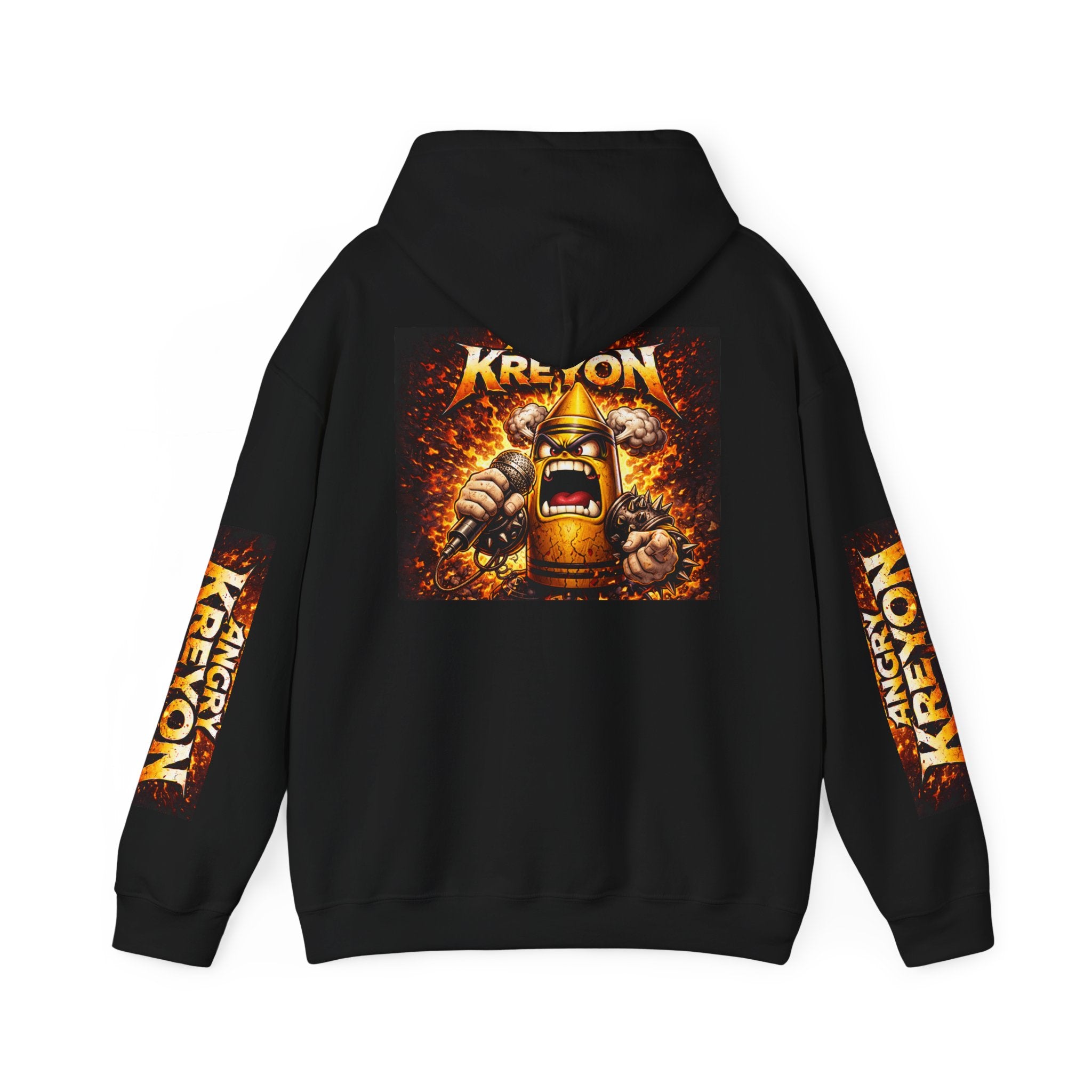 Angry Kreyon Band Hoodie — Flaming Mascot Music Pullover