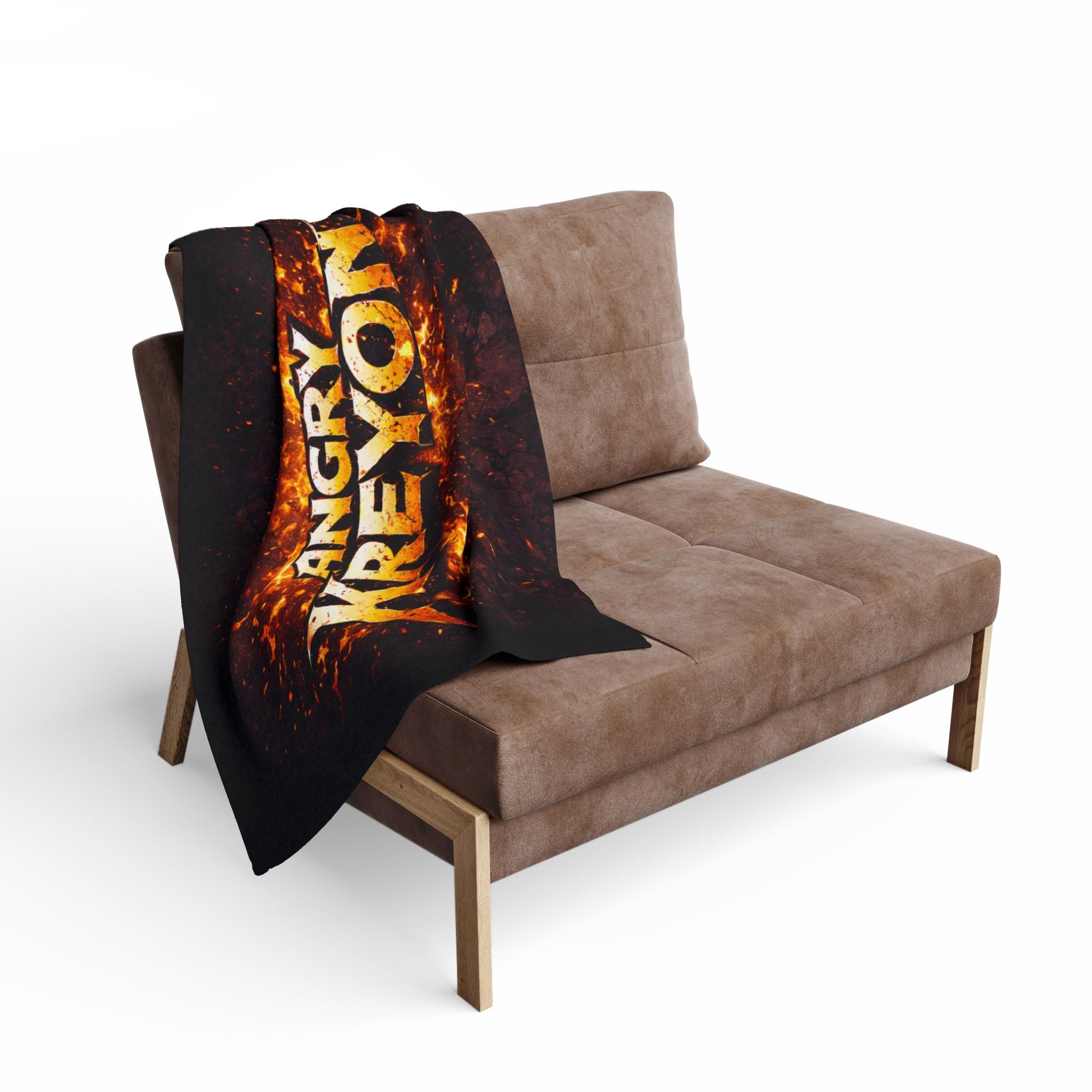 Angry Kreyon Fire Graphic Arctic Fleece Blanket — Cozy Gamer/Metal Head Throw