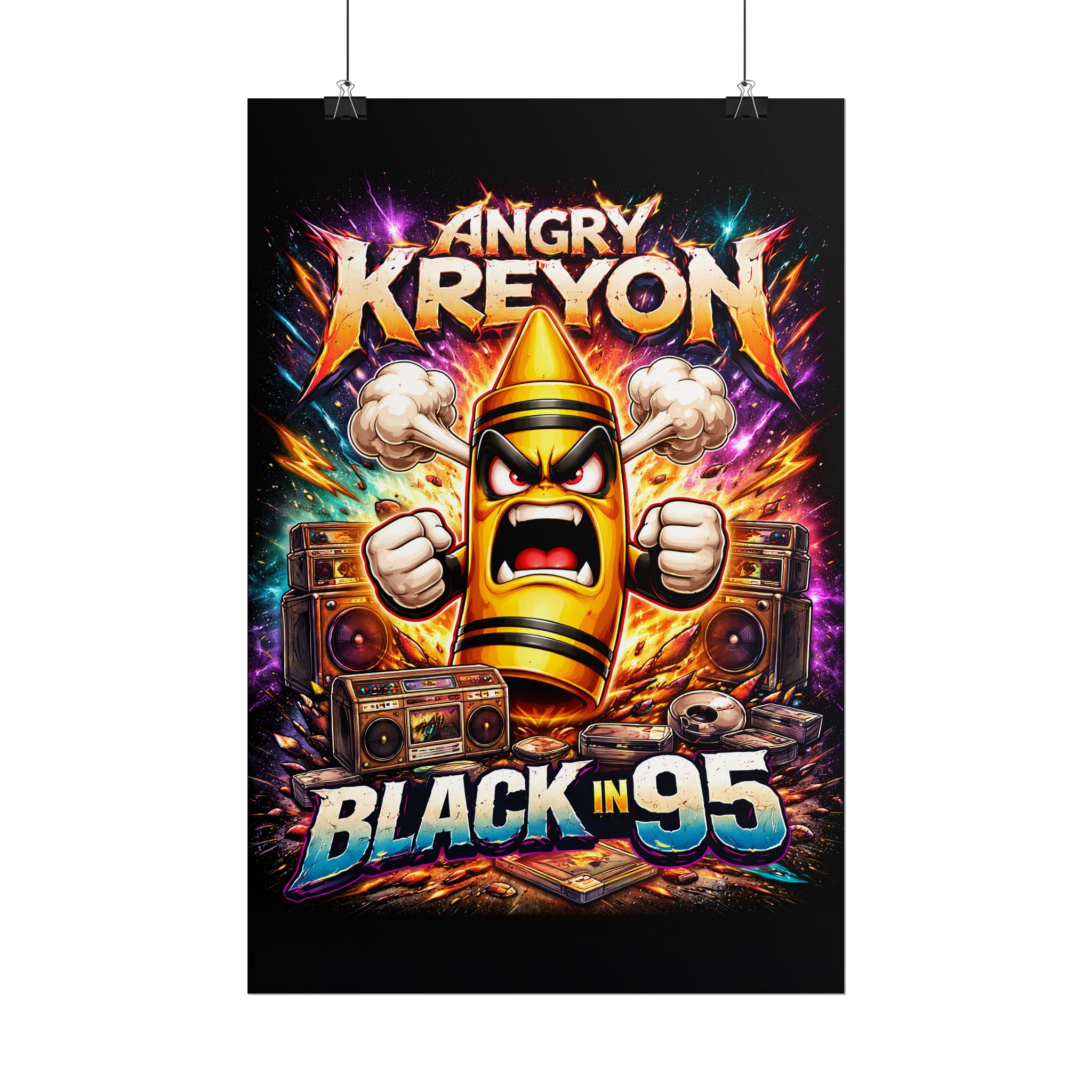 Rolled Poster — Angry Kreyon "Black in 95" Color Retro Gamer Art Print