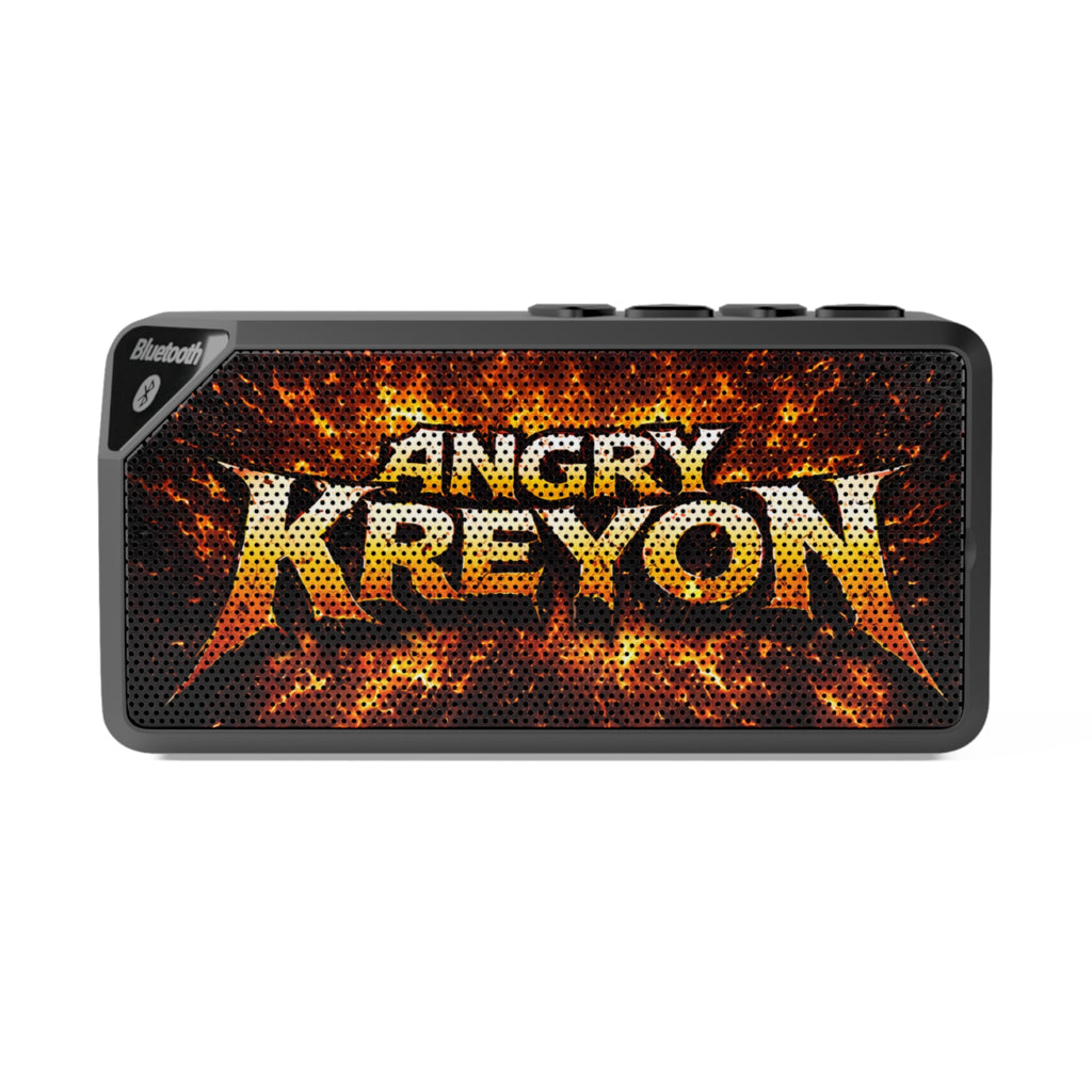 Bluetooth Speaker — 'Angry Kreyon' Fire-Graphic Portable Speaker