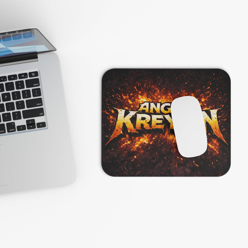 Angry Kreyon Gaming Mouse Pad — Fiery Rock Logo Desk Mat for Gamers
