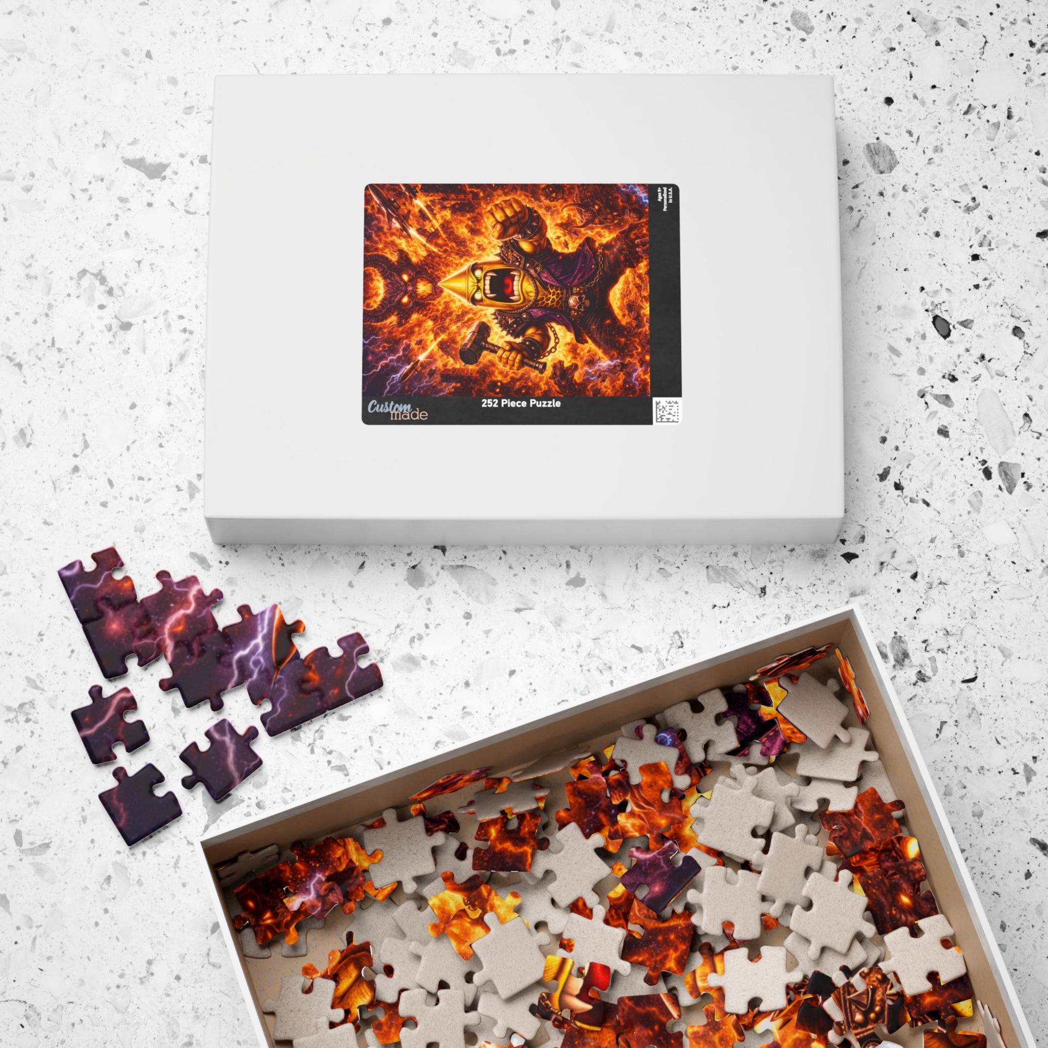Fiery Viking Warrior Puzzle — Epic Fantasy Jigsaw (110/252/520/1014 pcs)