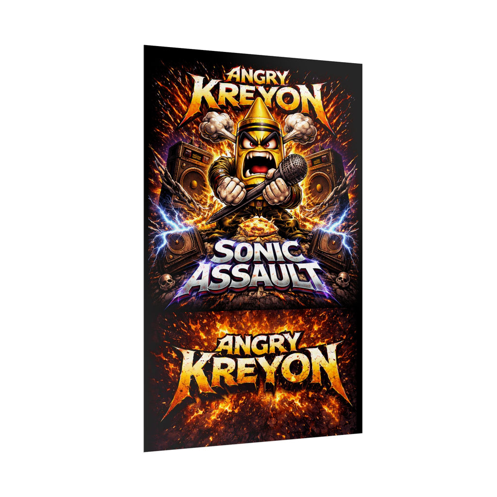 Angry Kreyon "Sonic Assault" Graphic Poster - Heavy Metal Band Tour Art