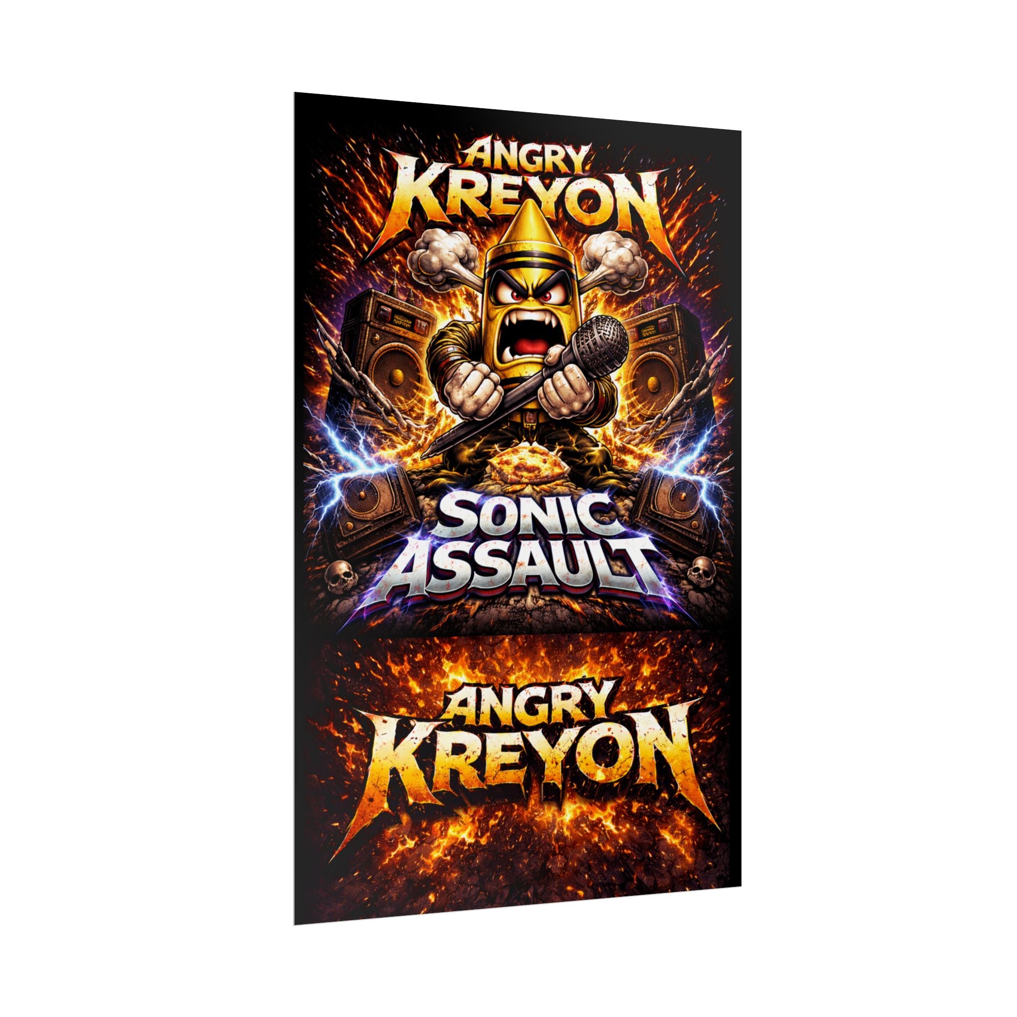 Angry Kreyon "Sonic Assault" Graphic Poster - Heavy Metal Band Tour Art