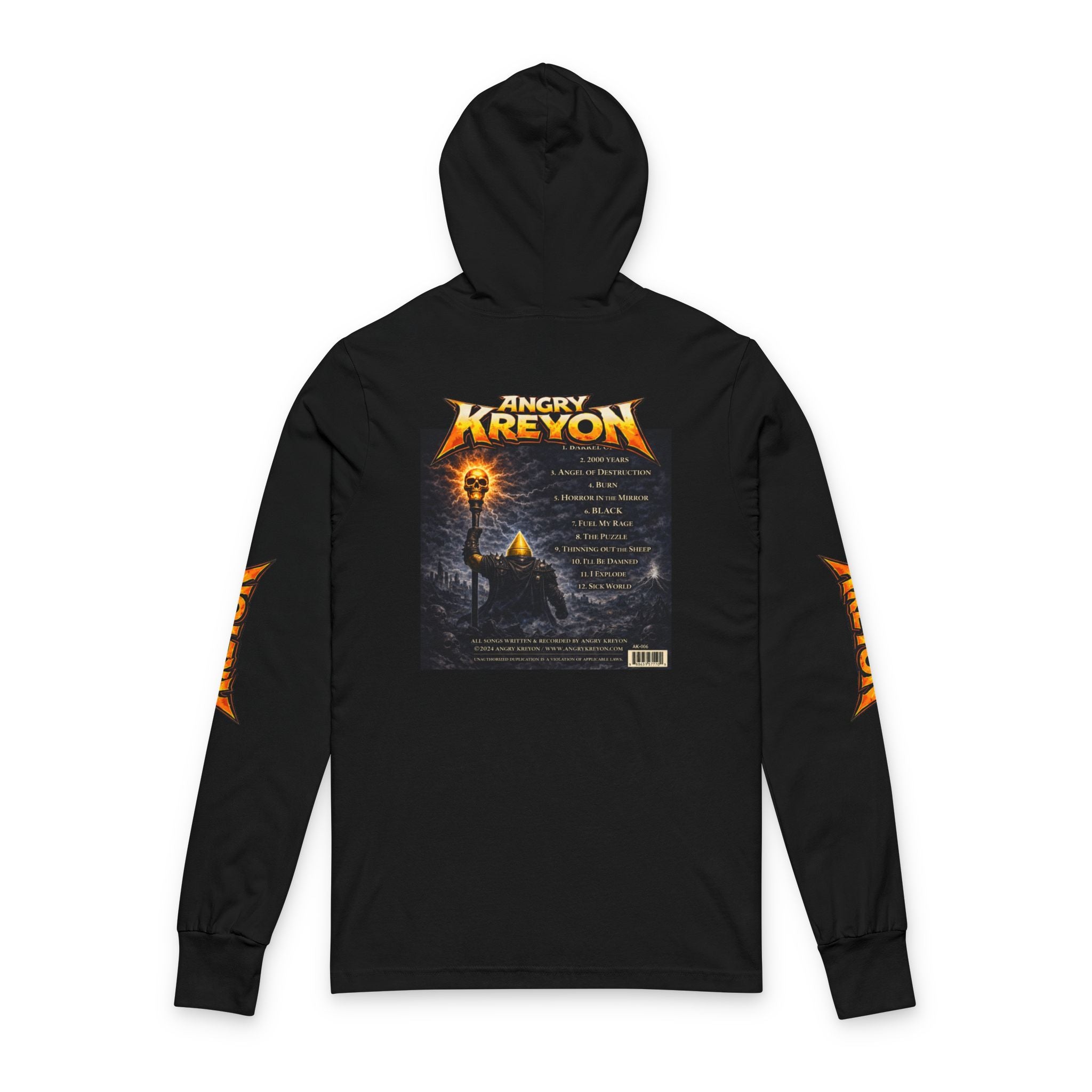Hoodie — Angry Kreyon Album-Style Graphic Hooded Long-Sleeve Tee