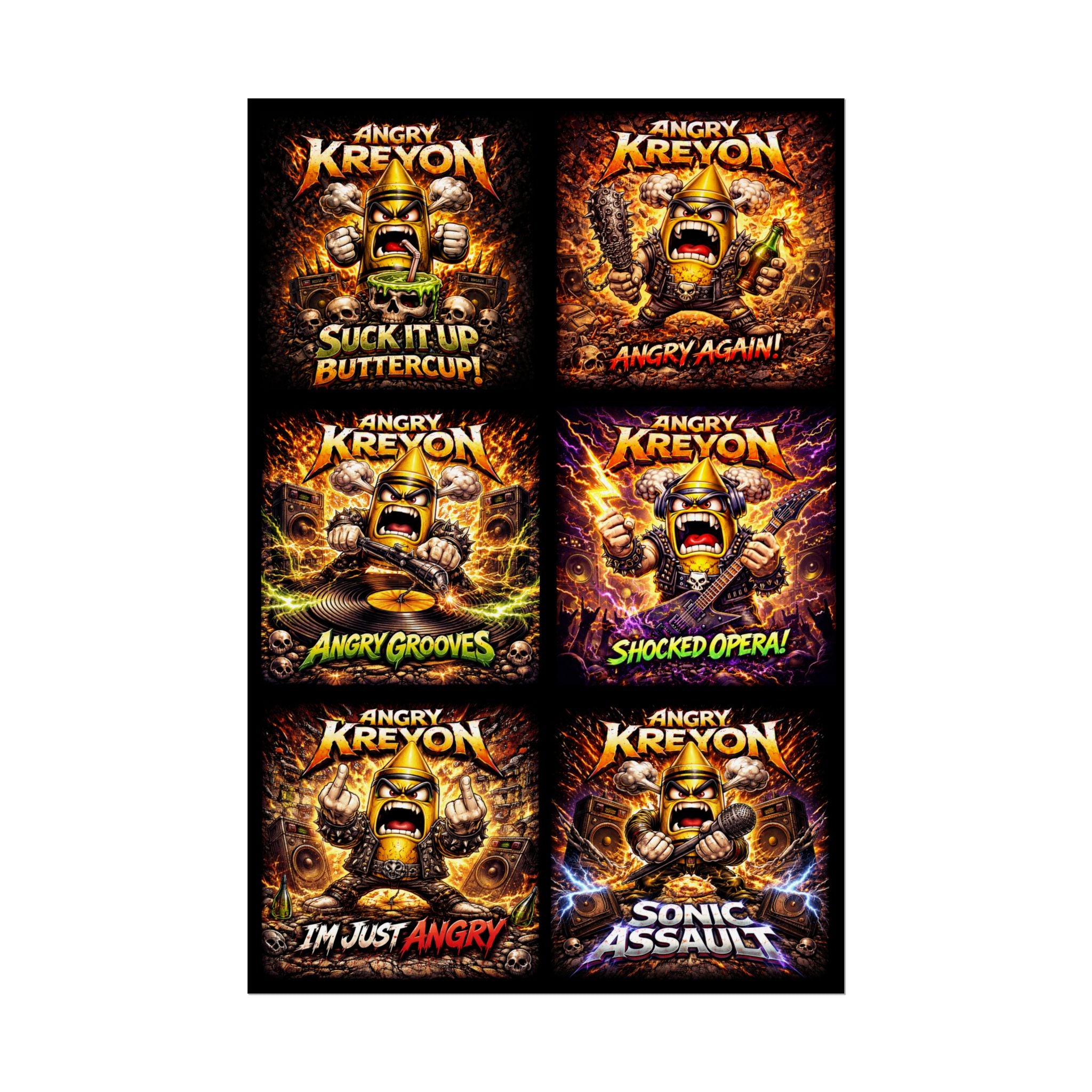 Angry Kreyon Album Cover Poster — Rolled Music Posters (6-Design Set)