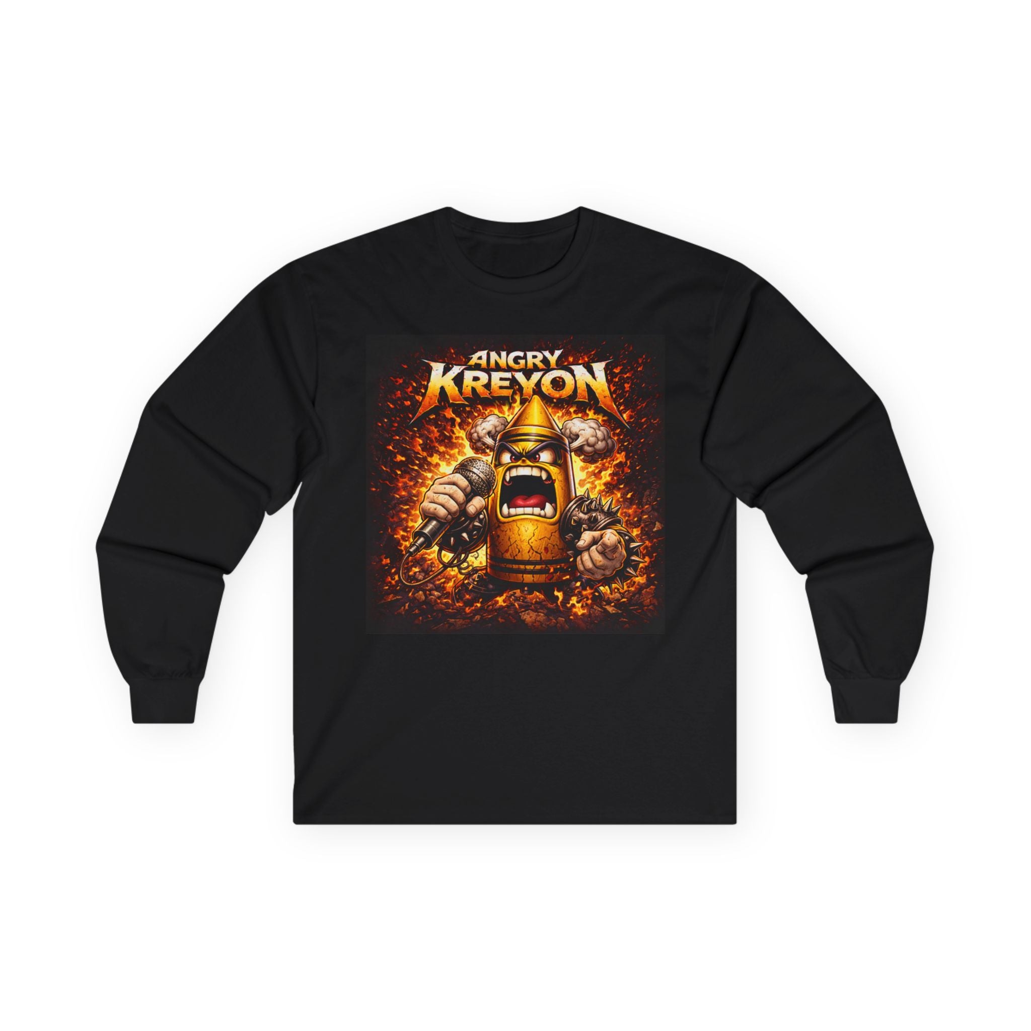 Angry Kreyon Mascot Graphic Long Sleeve Tee