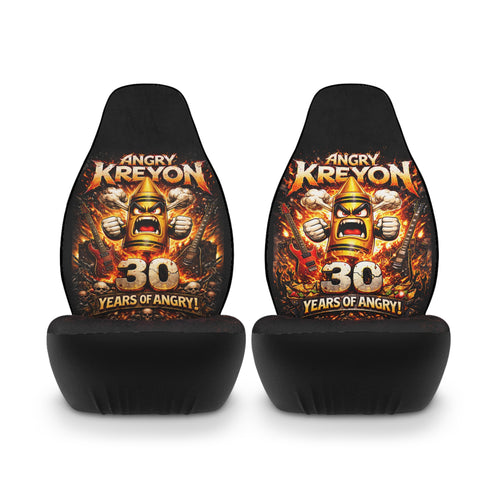 Angry Krey on 30th Anniversary Polyester Car Seat Covers — Fiery Rock Band Graphic