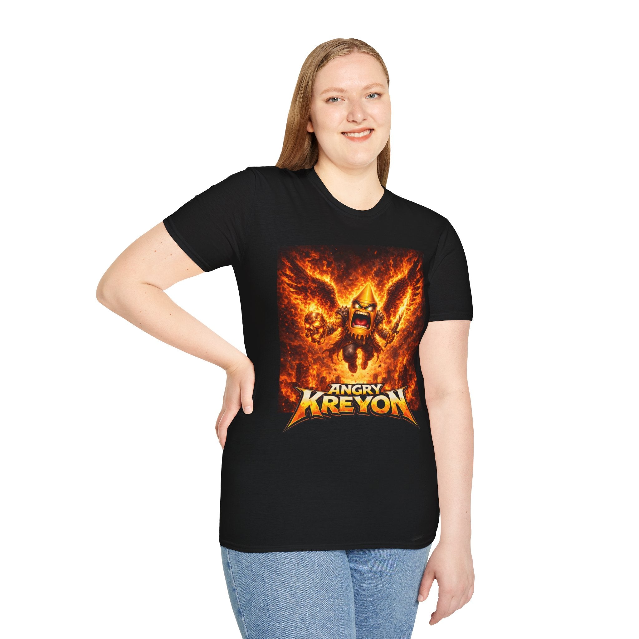Angry Kreyon Fiery Monster Tee — Graphic Gaming T-Shirt