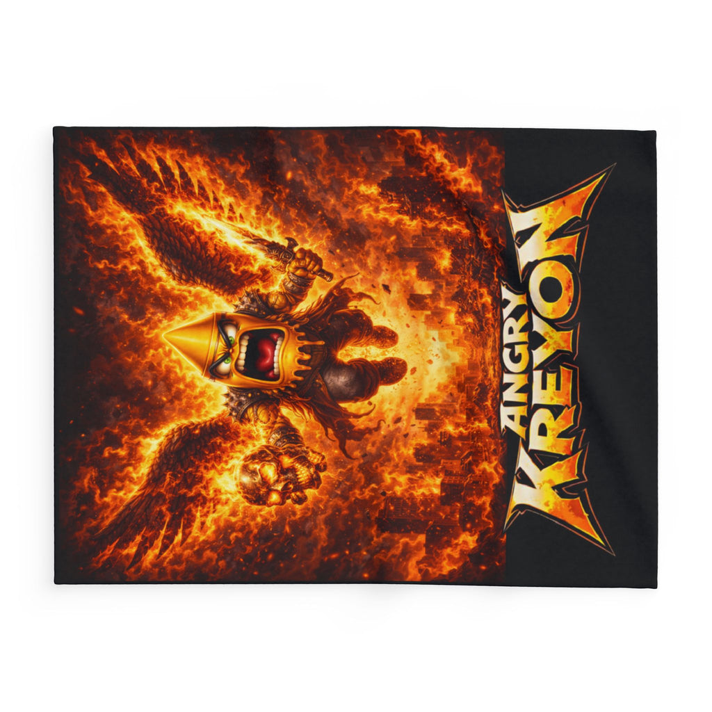 Fleece Blanket — 'Angry Kreyon' Fiery Monster Graphic Throw