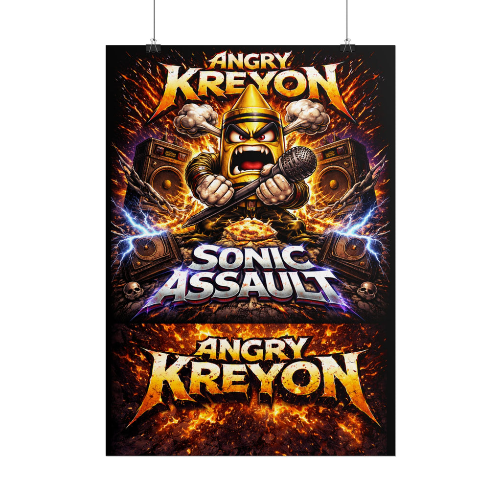 Angry Kreyon "Sonic Assault" Graphic Poster - Heavy Metal Band Tour Art