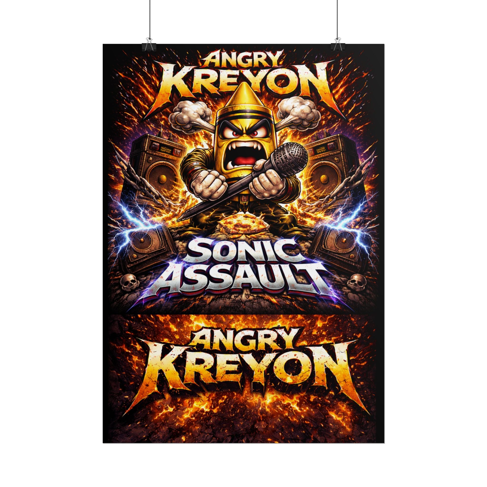 Angry Kreyon "Sonic Assault" Graphic Poster - Heavy Metal Band Tour Art