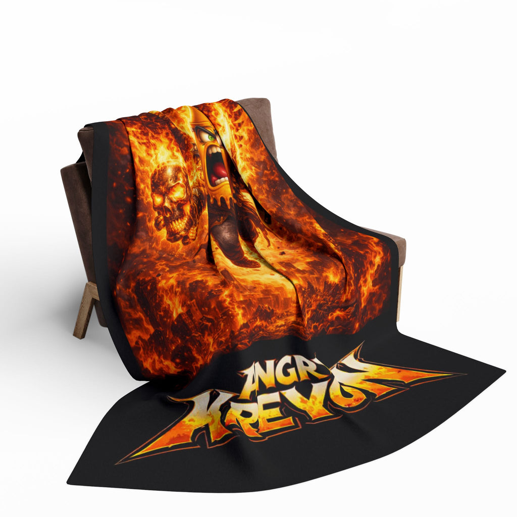 Fleece Blanket — 'Angry Kreyon' Fiery Monster Graphic Throw