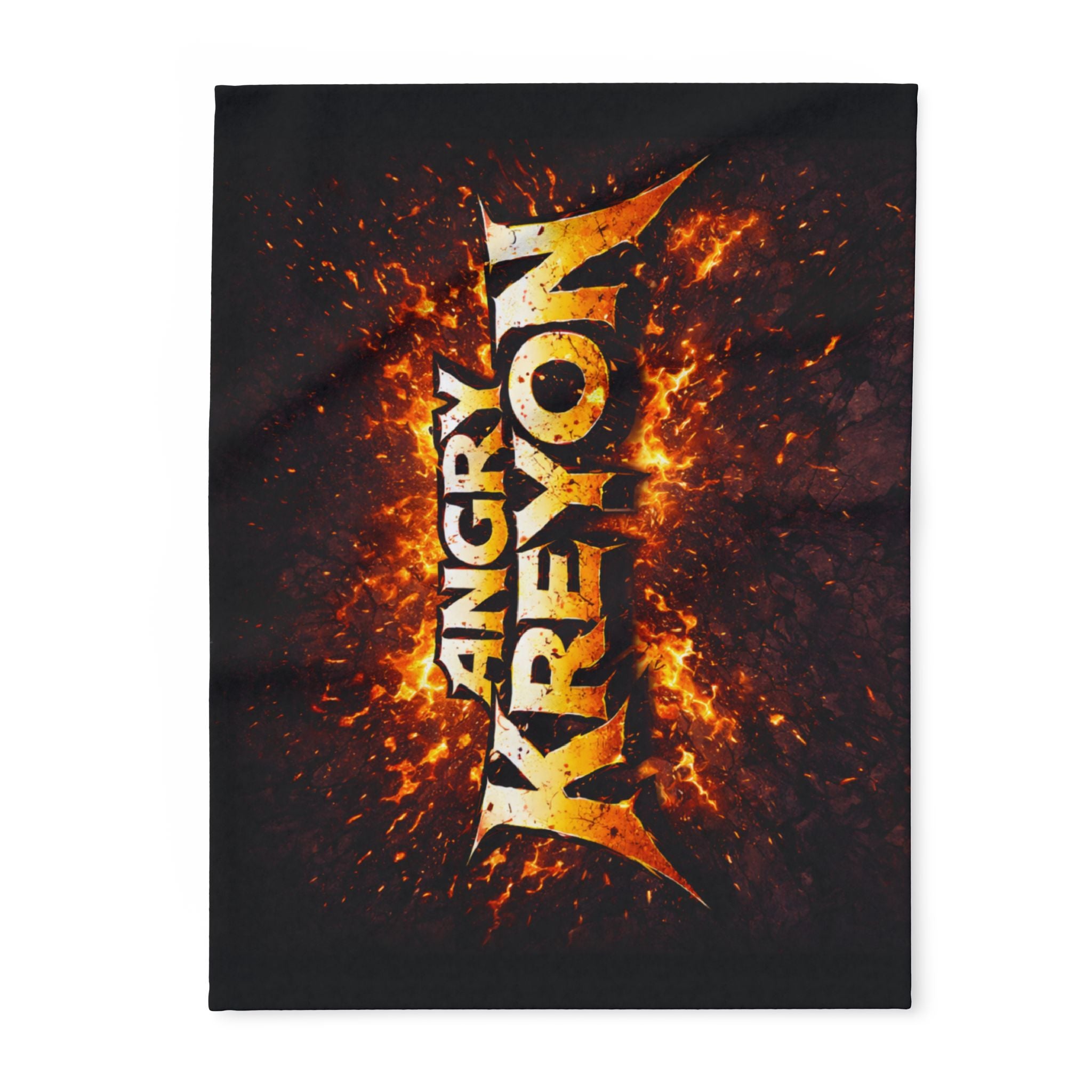 Angry Kreyon Fire Graphic Arctic Fleece Blanket — Cozy Gamer/Metal Head Throw
