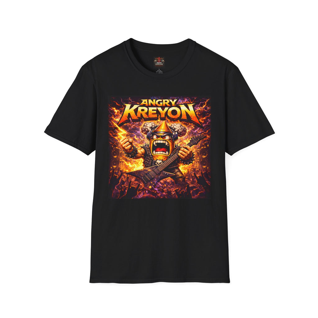 Angry Kreyon Heavy Metal Band T‑Shirt — Flaming Guitar Monster Graphic Tee