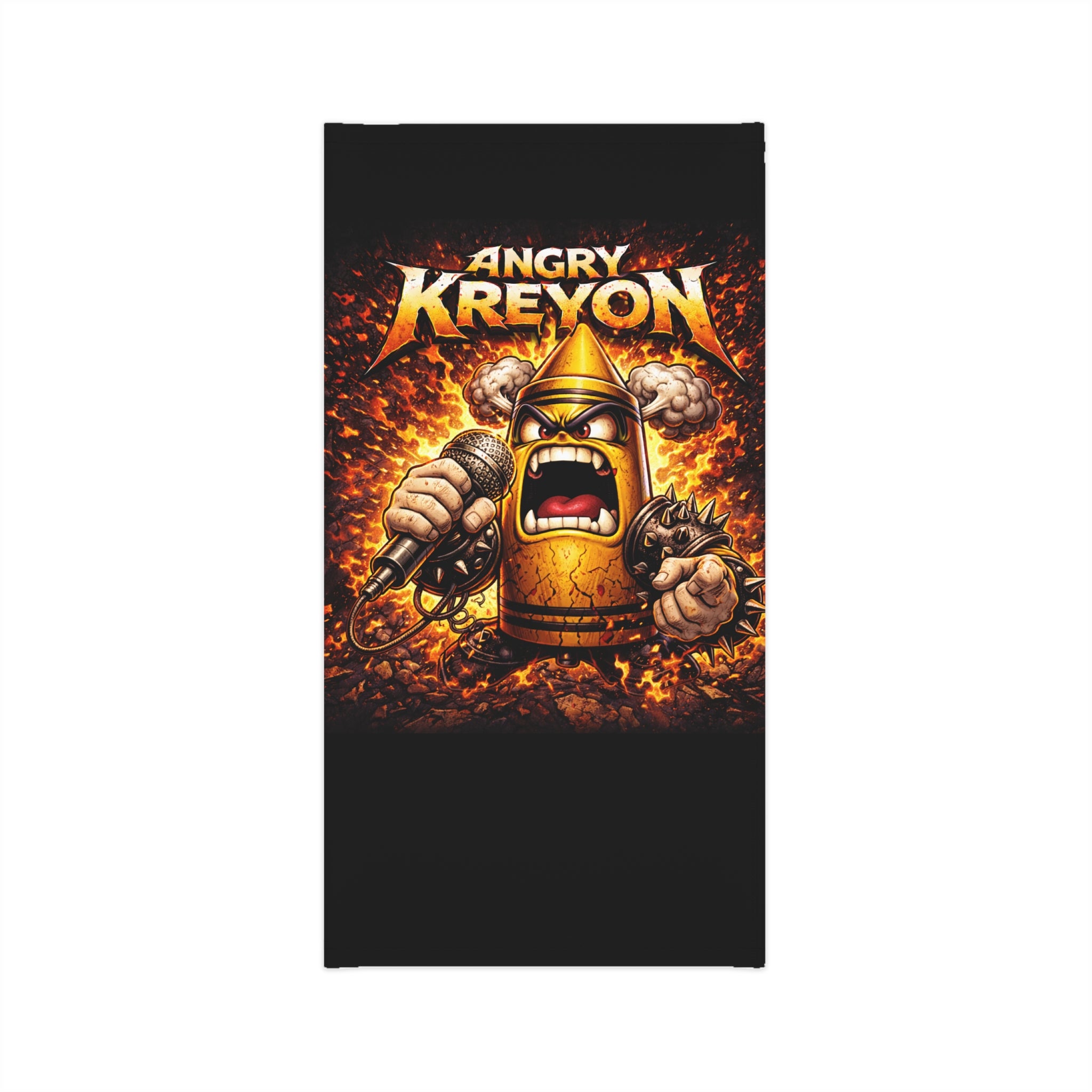 Angry Kreyon Character Neck Gaiter | Fierce Cartoon Microphone Design
