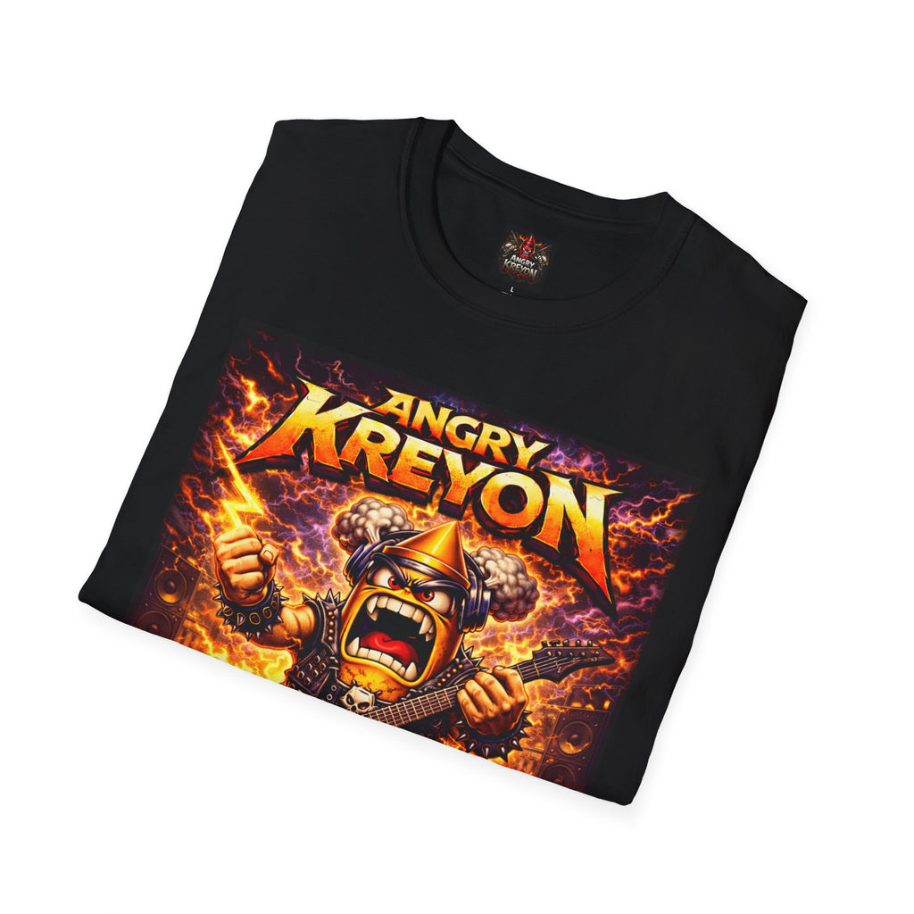Angry Kreyon Heavy Metal Band T‑Shirt — Flaming Guitar Monster Graphic Tee
