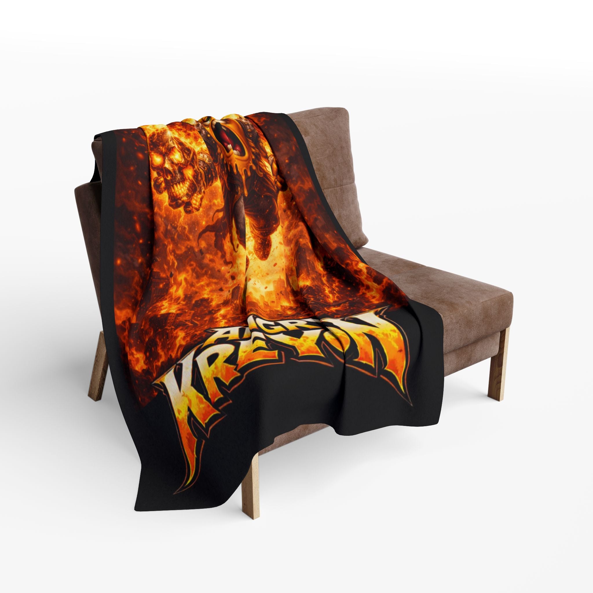 Fleece Blanket — 'Angry Kreyon' Fiery Monster Graphic Throw