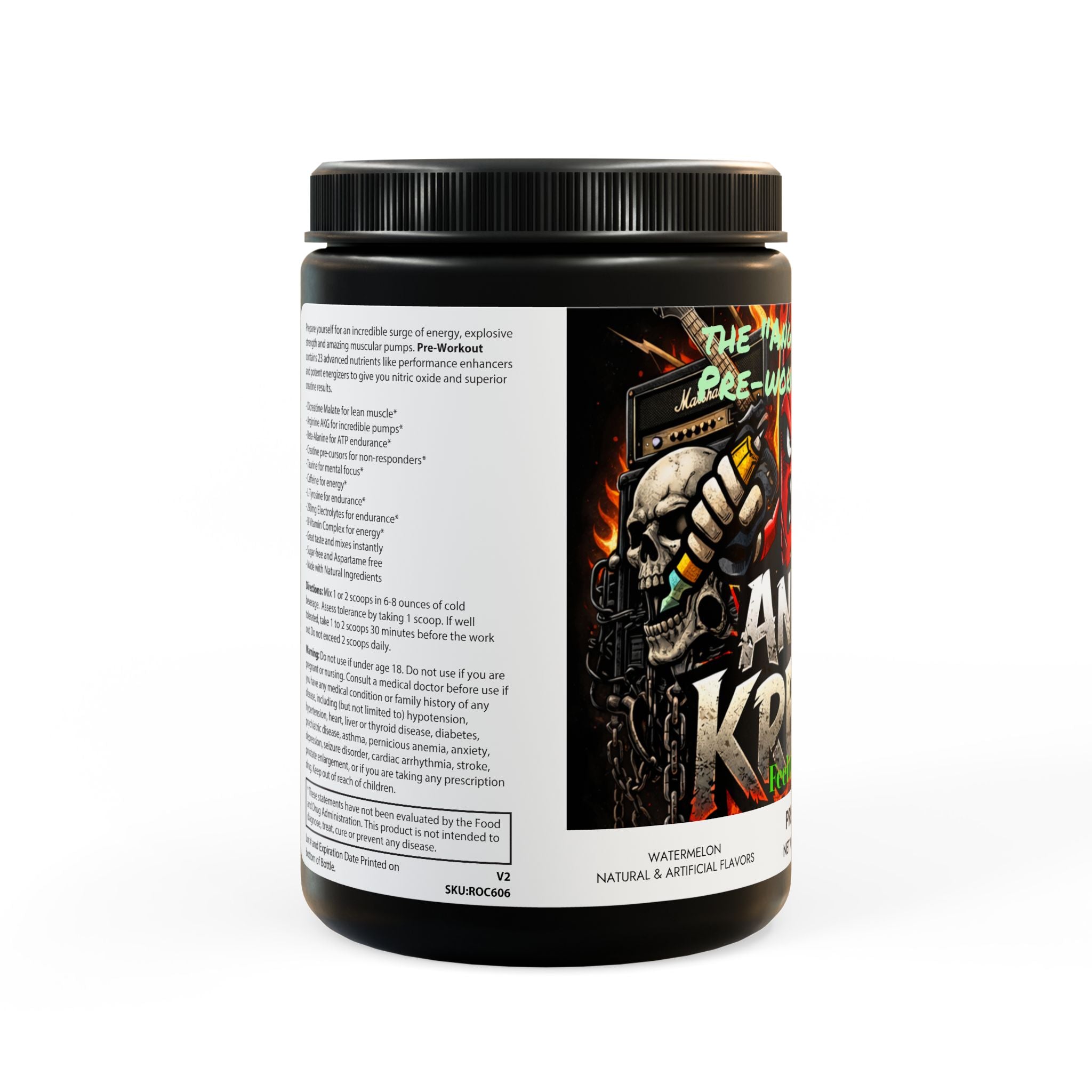 Angry Kreyon's Pre-Workout Supplement, Watermelon (300g, 10.58oz)
