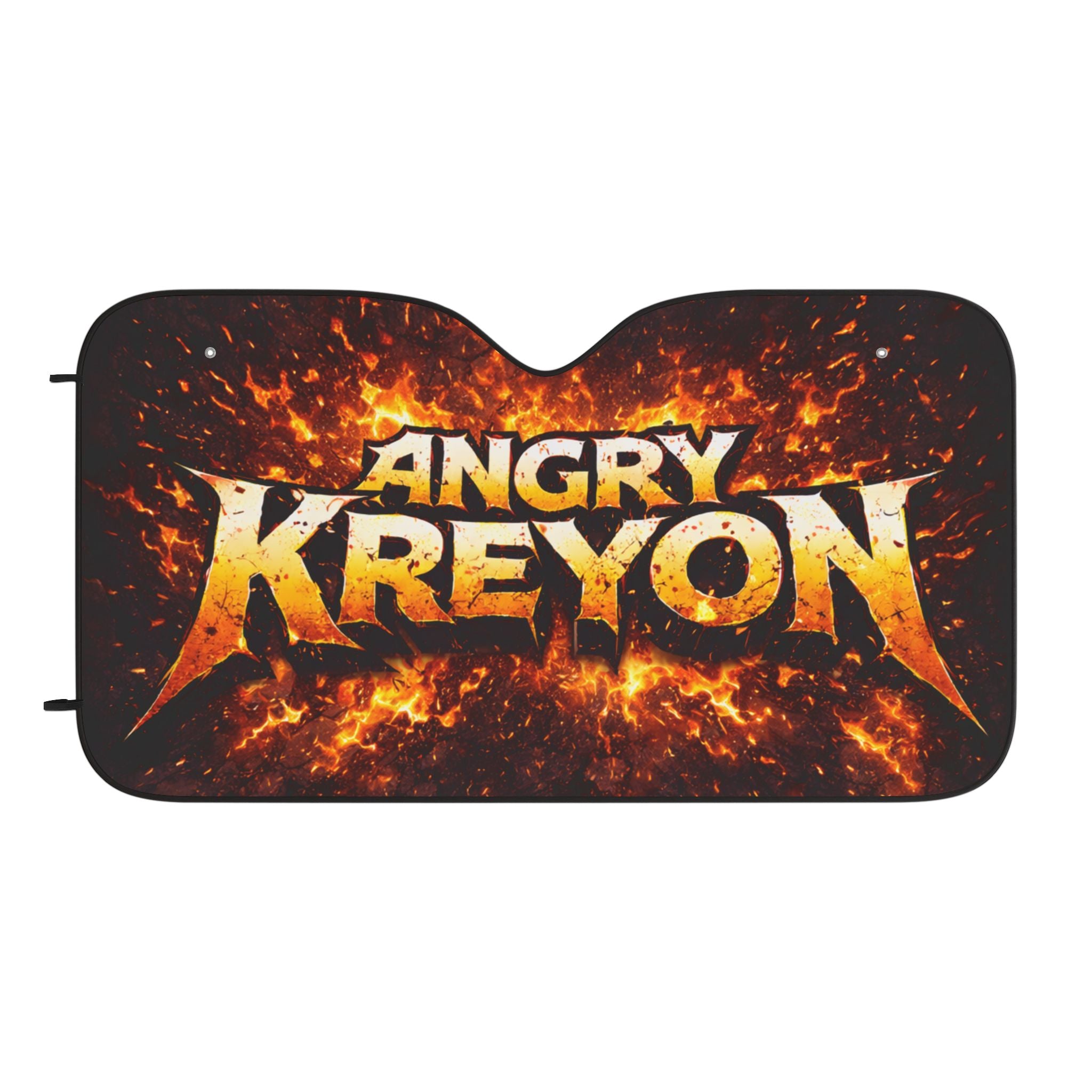 Car Sun Shade — "Angry Kreyon" Flaming Logo Windshield Protector
