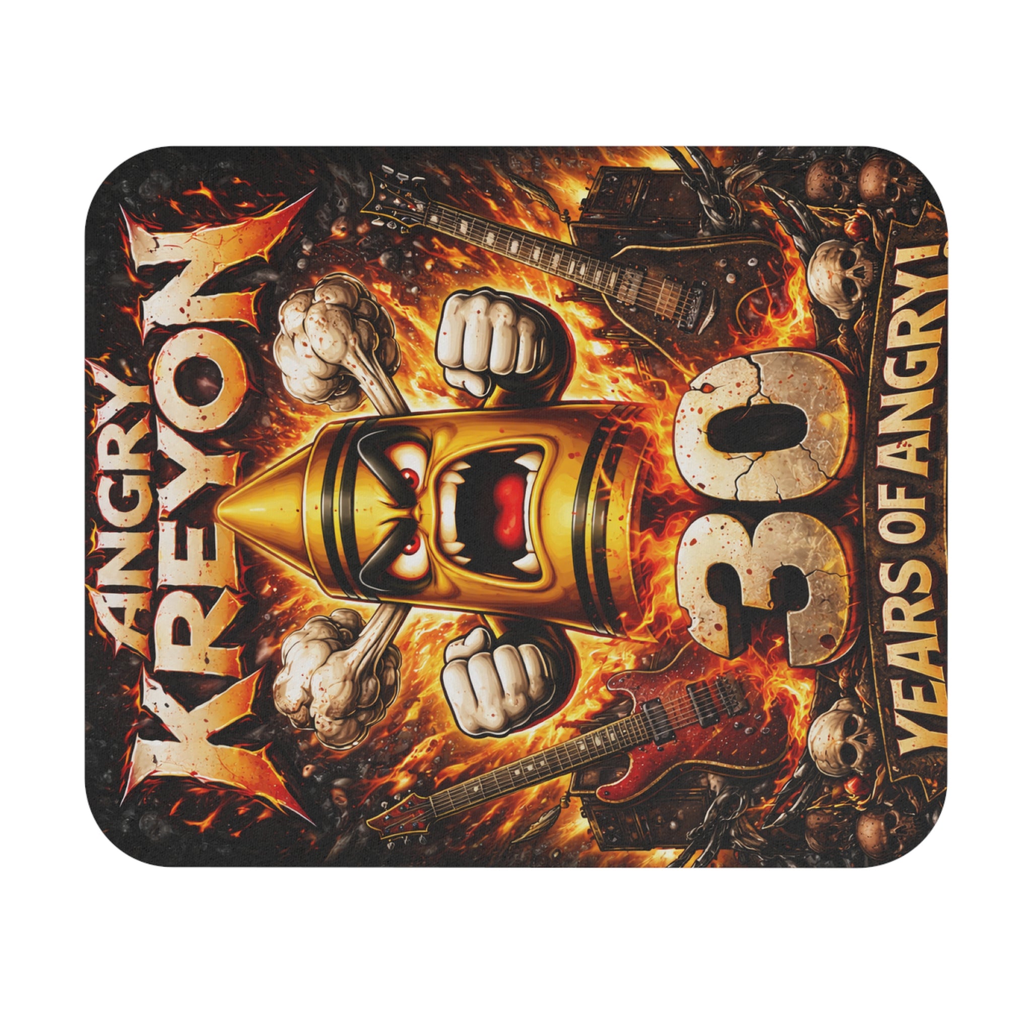 Angry Kreyon 30 Years Metal Guitar Mascot Rectangle Mouse Pad
