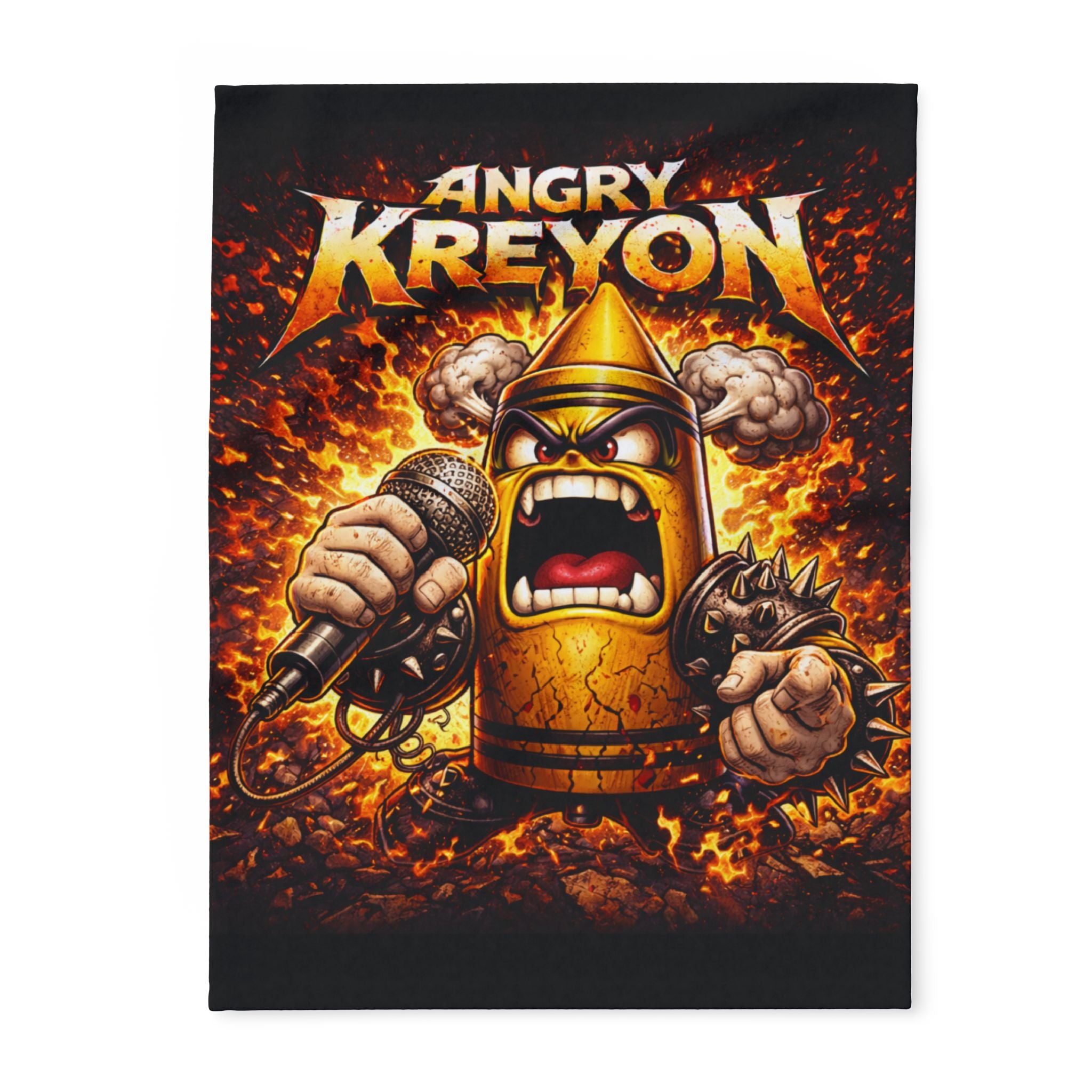 Angry Kreyon Heavy Metal Fleece Blanket — Loud Rock Band Throw