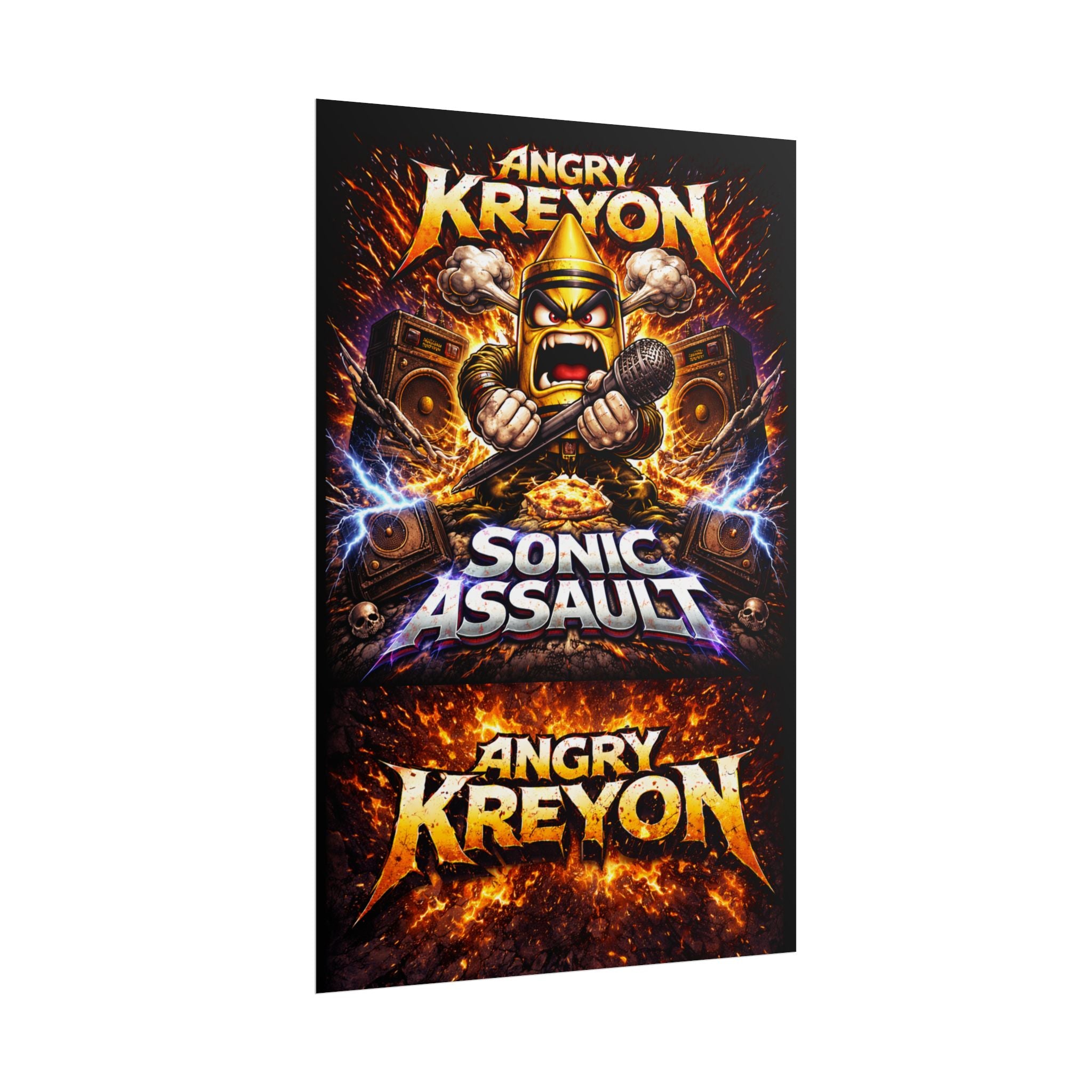 Angry Kreyon "Sonic Assault" Graphic Poster - Heavy Metal Band Tour Art