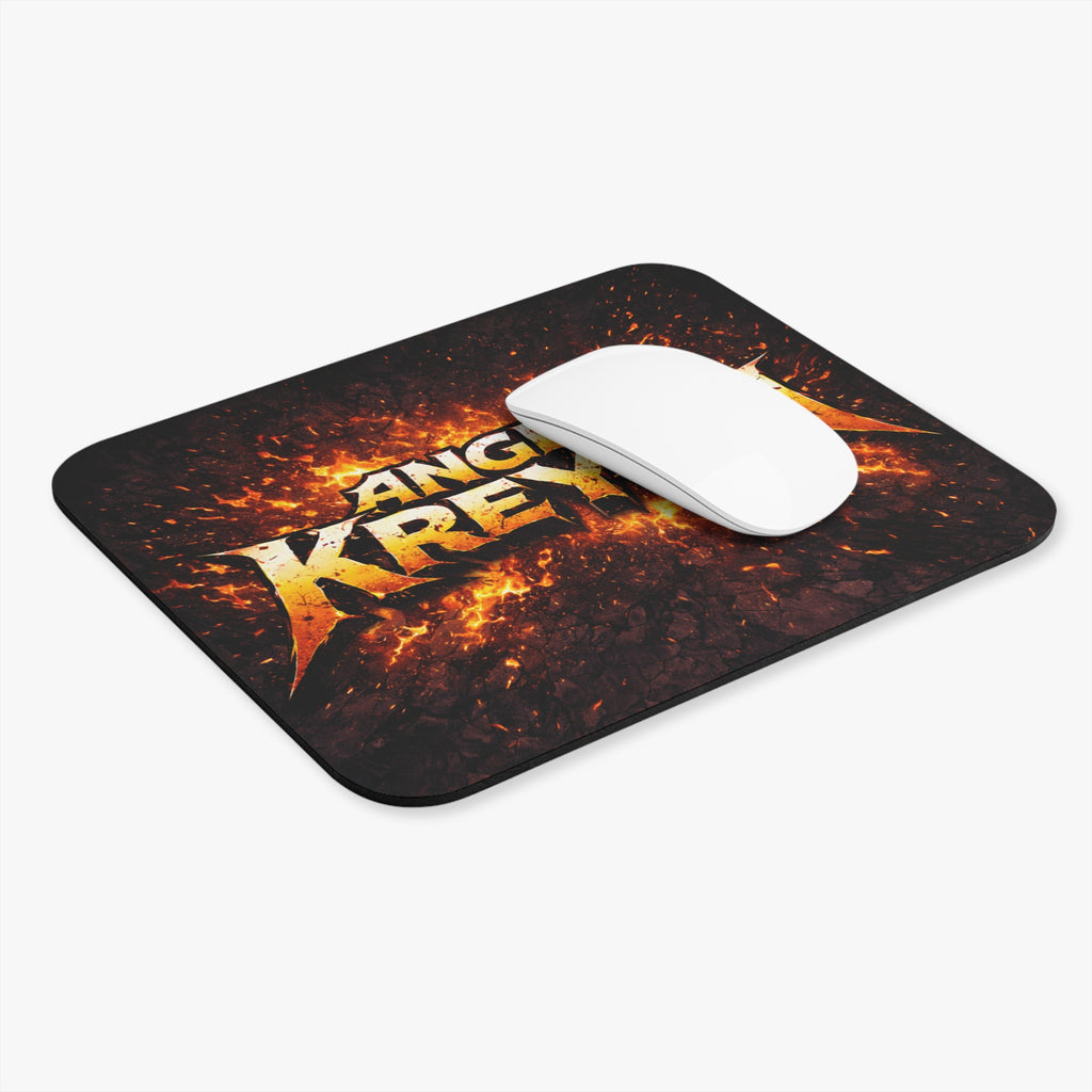 Angry Kreyon Gaming Mouse Pad — Fiery Rock Logo Desk Mat for Gamers