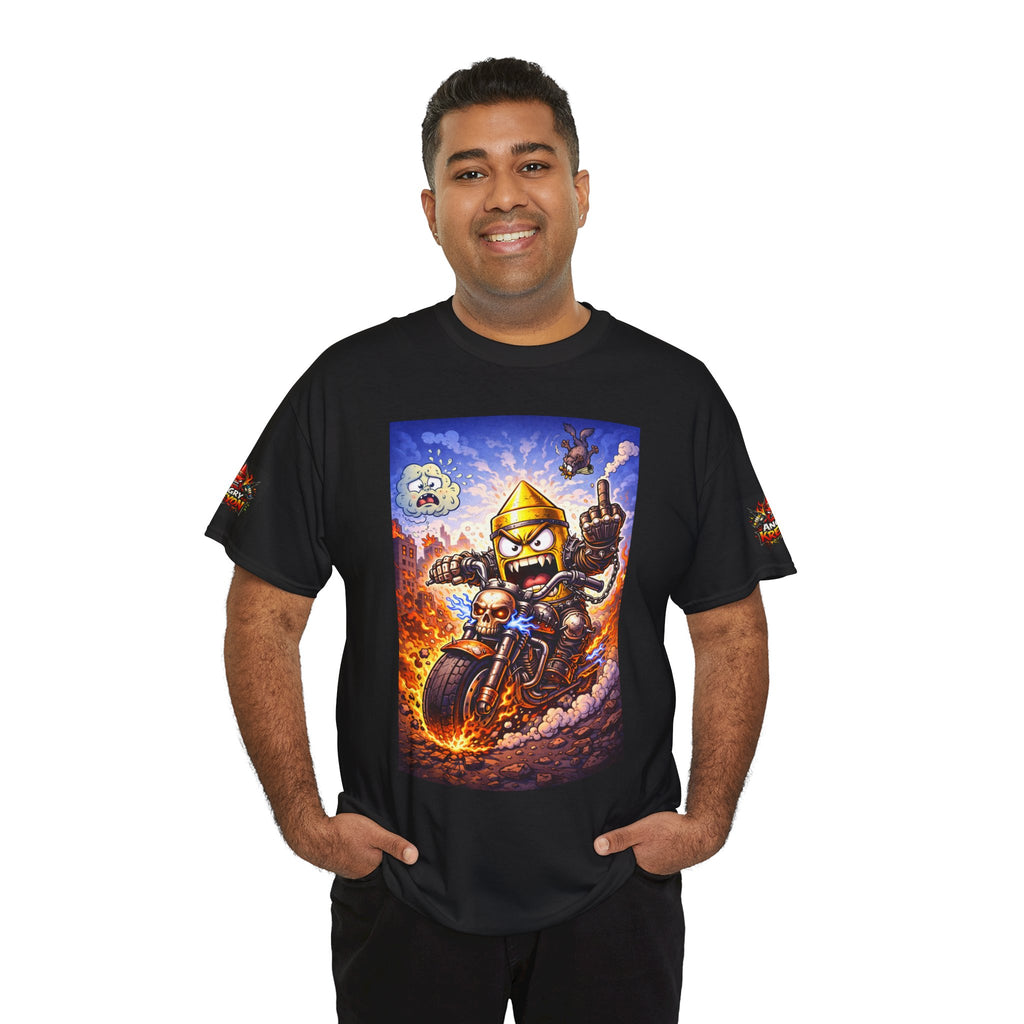 Angry Kreyon Motorcycle Graphic Tee — Retro Heavy Metal Biker Shirt