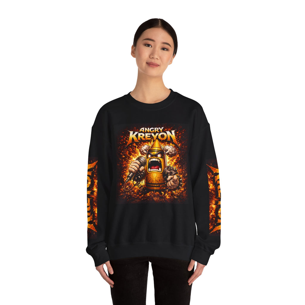 Sweatshirt — Angry Kreyon Flame Logo Crewneck (Graphic Gaming Pullover)