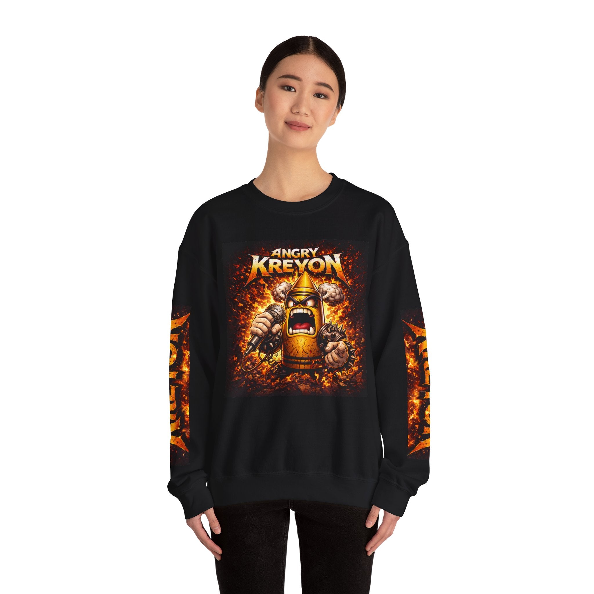 Sweatshirt — Angry Kreyon Flame Logo Crewneck (Graphic Gaming Pullover)