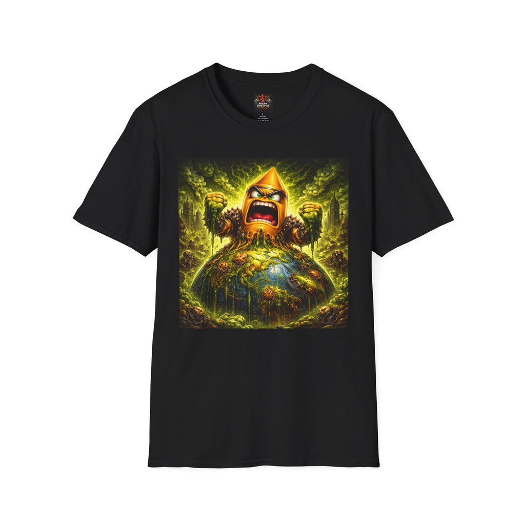 Angry Kreyon Sick World Graphic T-Shirt — Heavy Metal Style Illustration