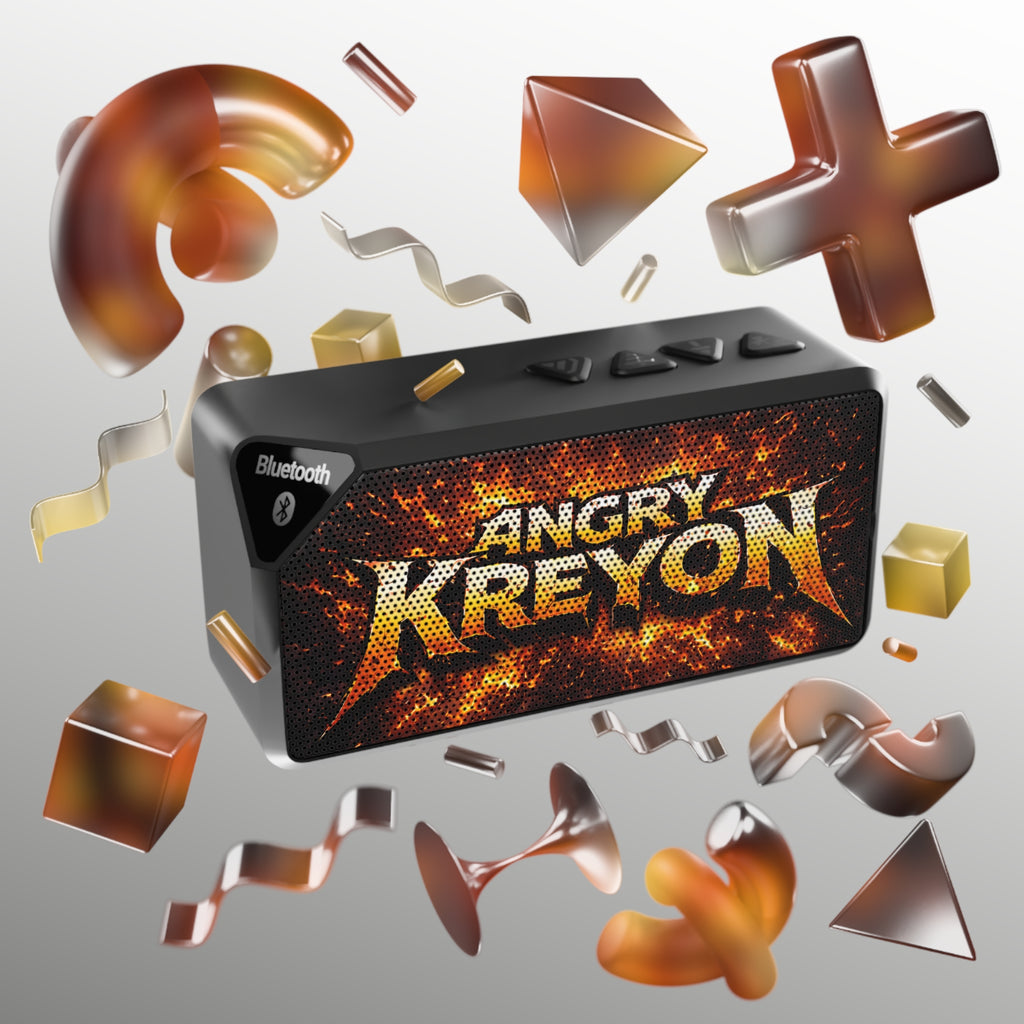 Bluetooth Speaker — 'Angry Kreyon' Fire-Graphic Portable Speaker