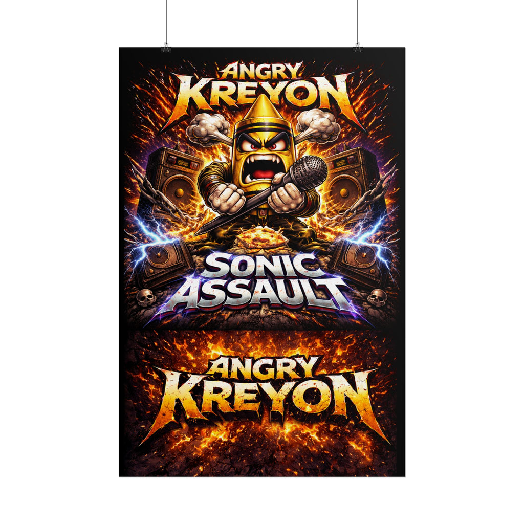 Angry Kreyon "Sonic Assault" Graphic Poster - Heavy Metal Band Tour Art