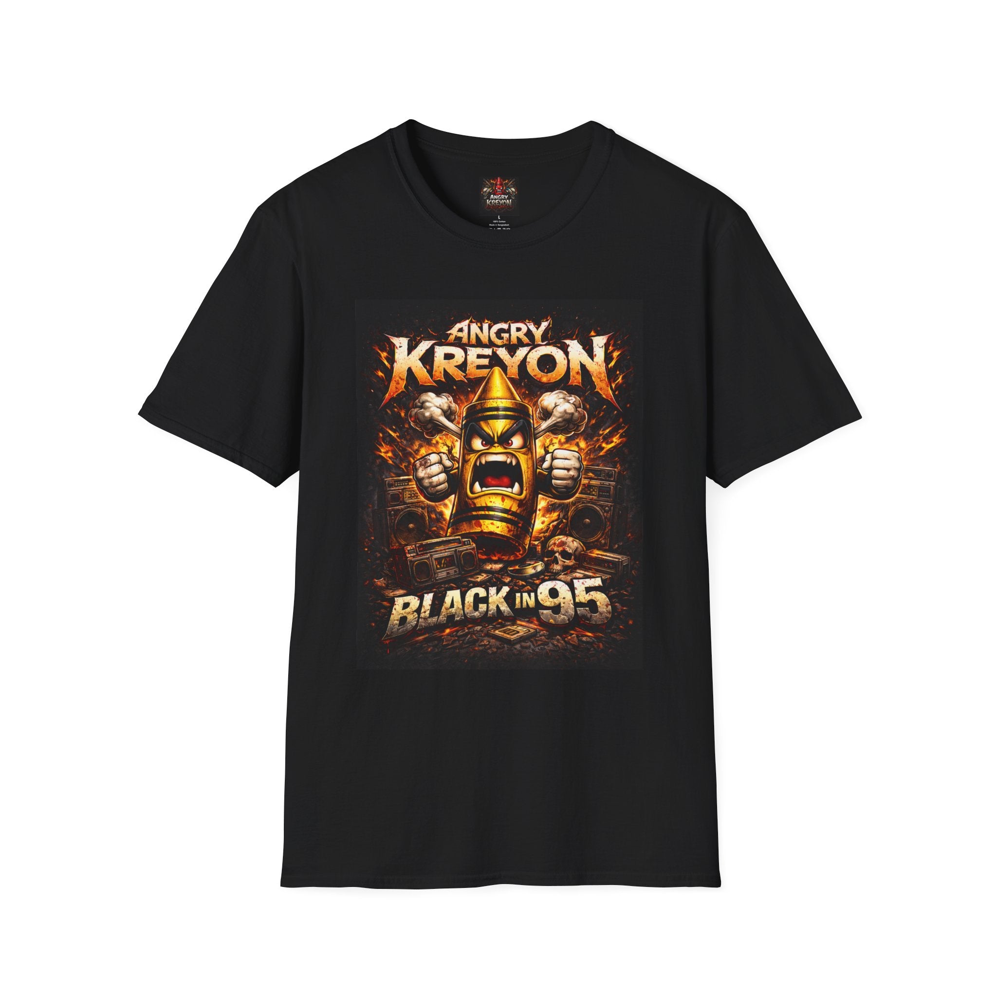 Angry Kreyon 'Black in 95' Metal Graphic T-Shirt — Gaming Logo Tee