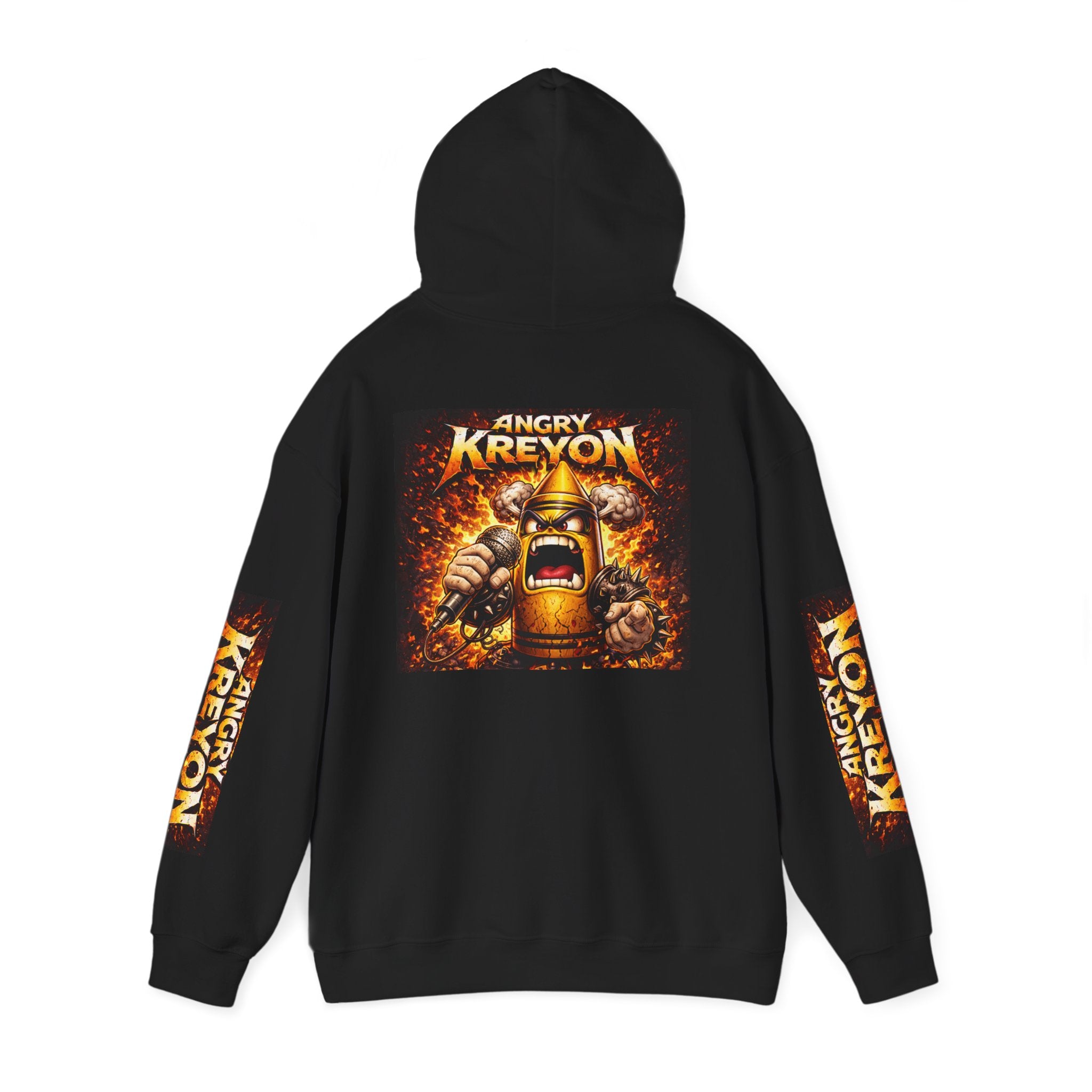 Angry Kreyon Band Hoodie — Flaming Mascot Music Pullover