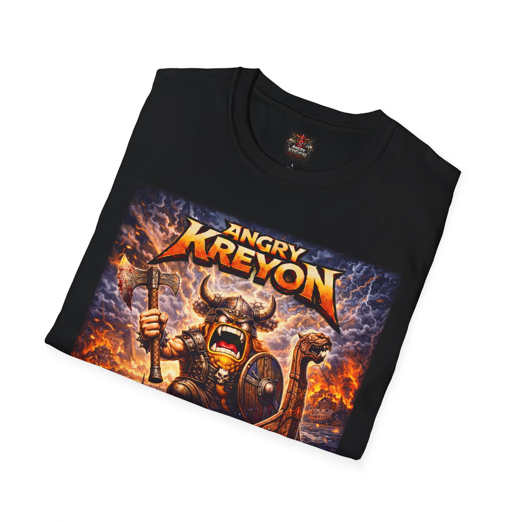 Viking Metal Band T-Shirt — "Angry Kreyon: Valhalla Will Have to Wait" Graphic Tee