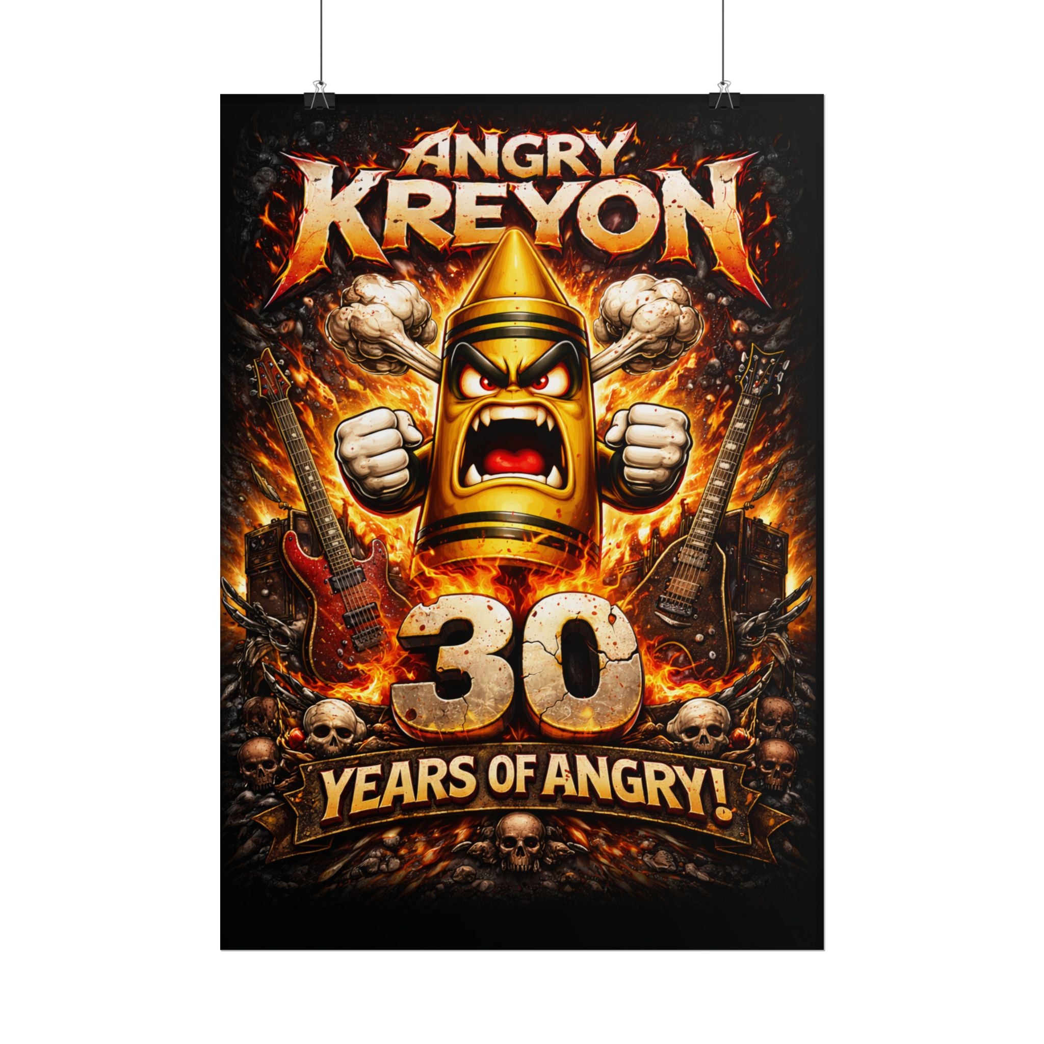 Rolled Poster - "Angry Kreyon: 30 Years of Angry" Rock Band Anniversary Art