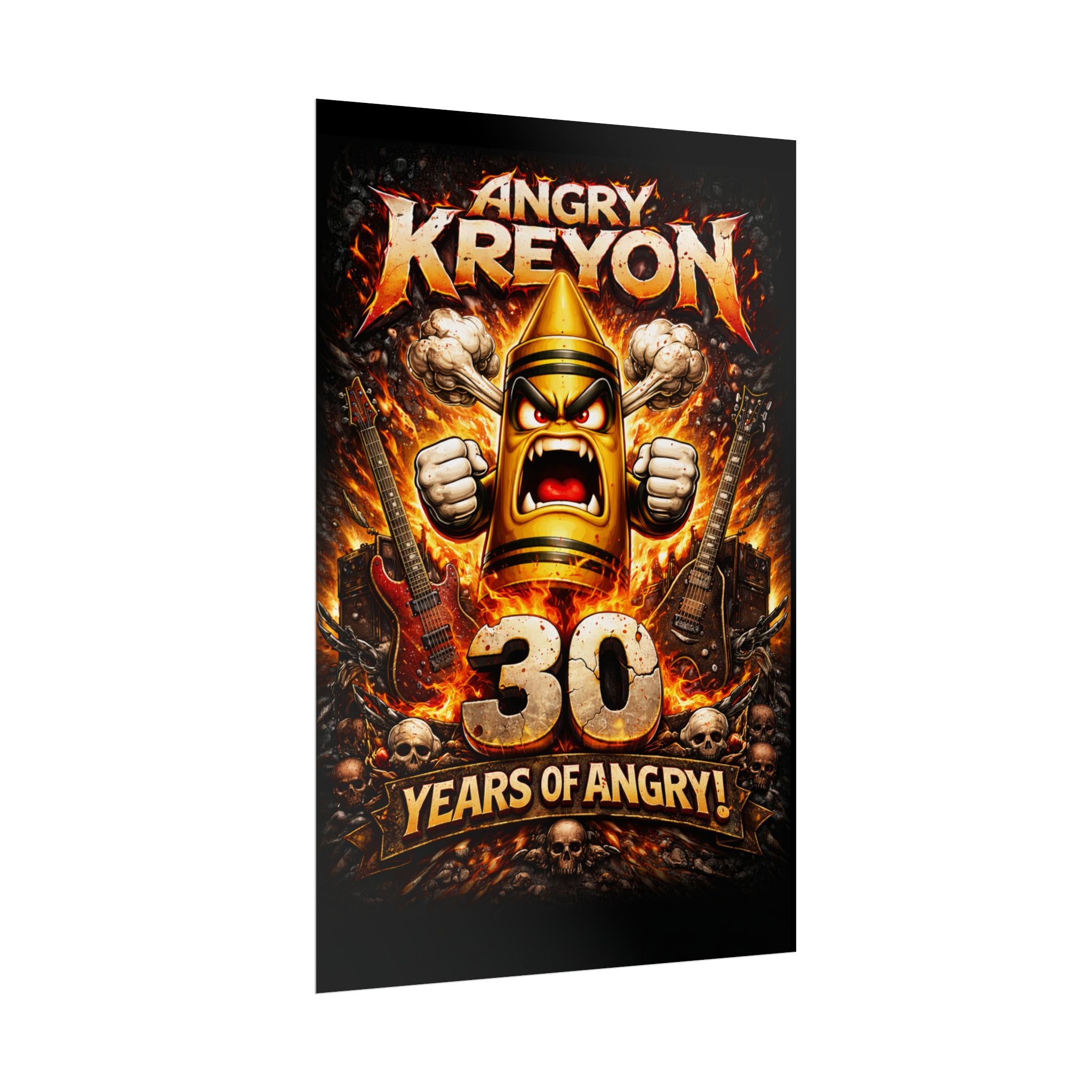 Rolled Poster - "Angry Kreyon: 30 Years of Angry" Rock Band Anniversary Art