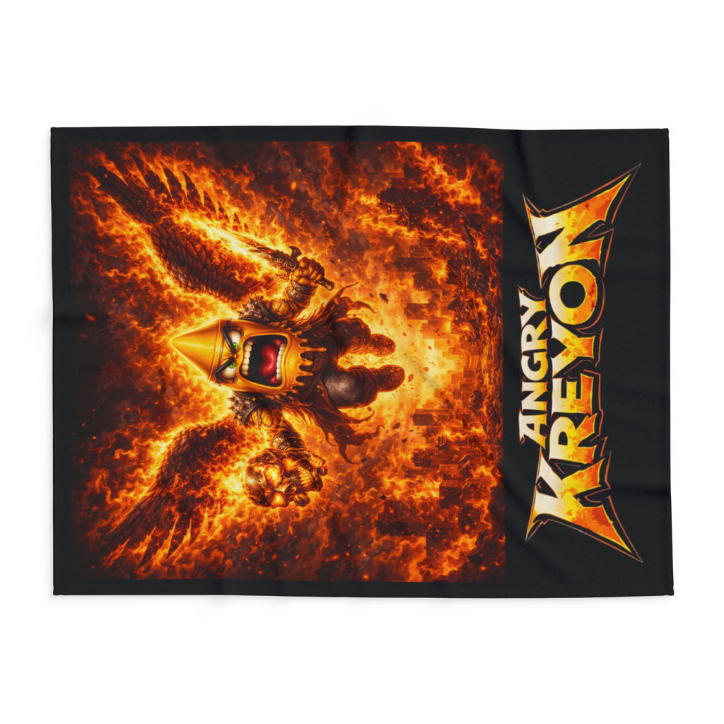 Fleece Blanket — 'Angry Kreyon' Fiery Monster Graphic Throw