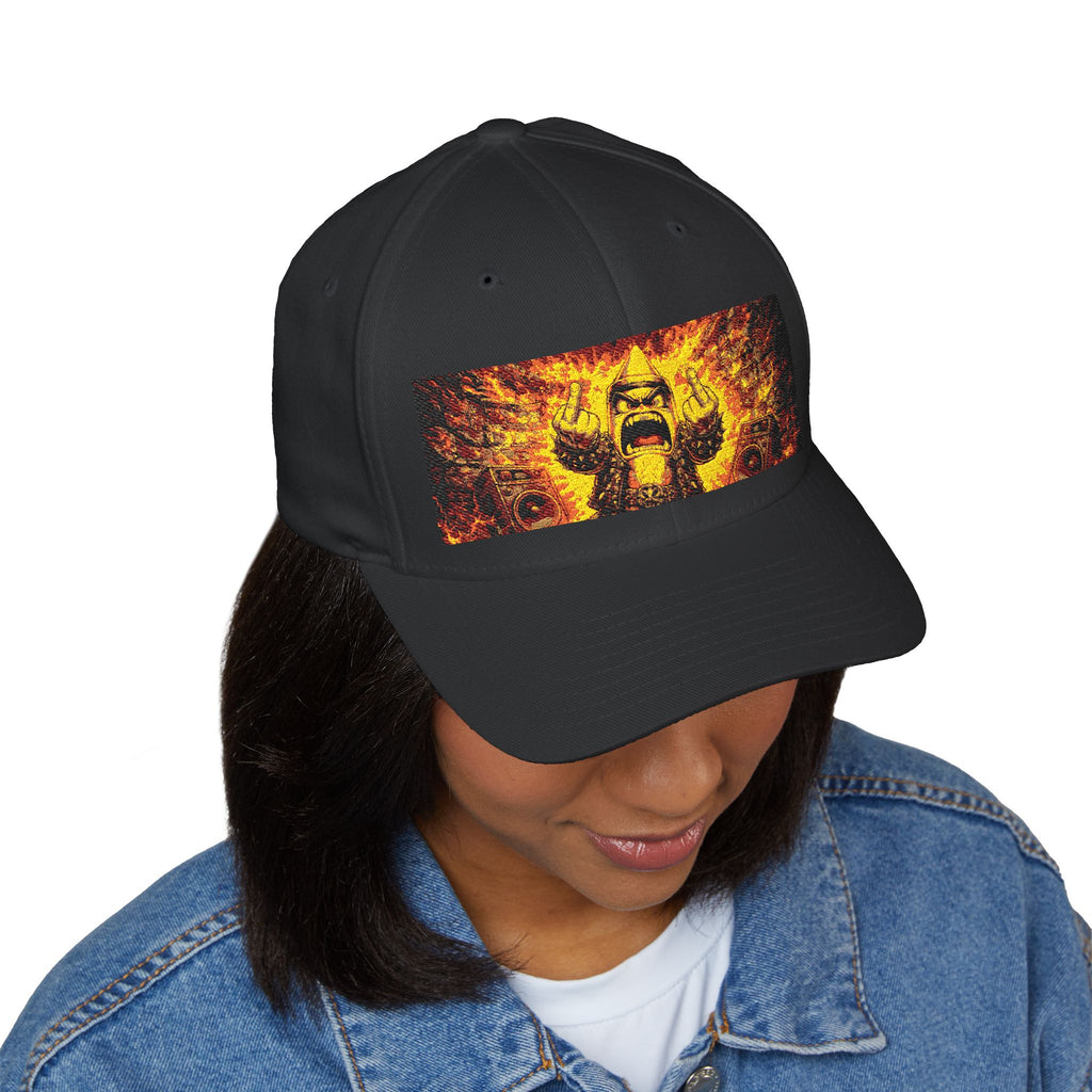Embers Rage Embroidered Cap — Fiery Demon Graphic Hat