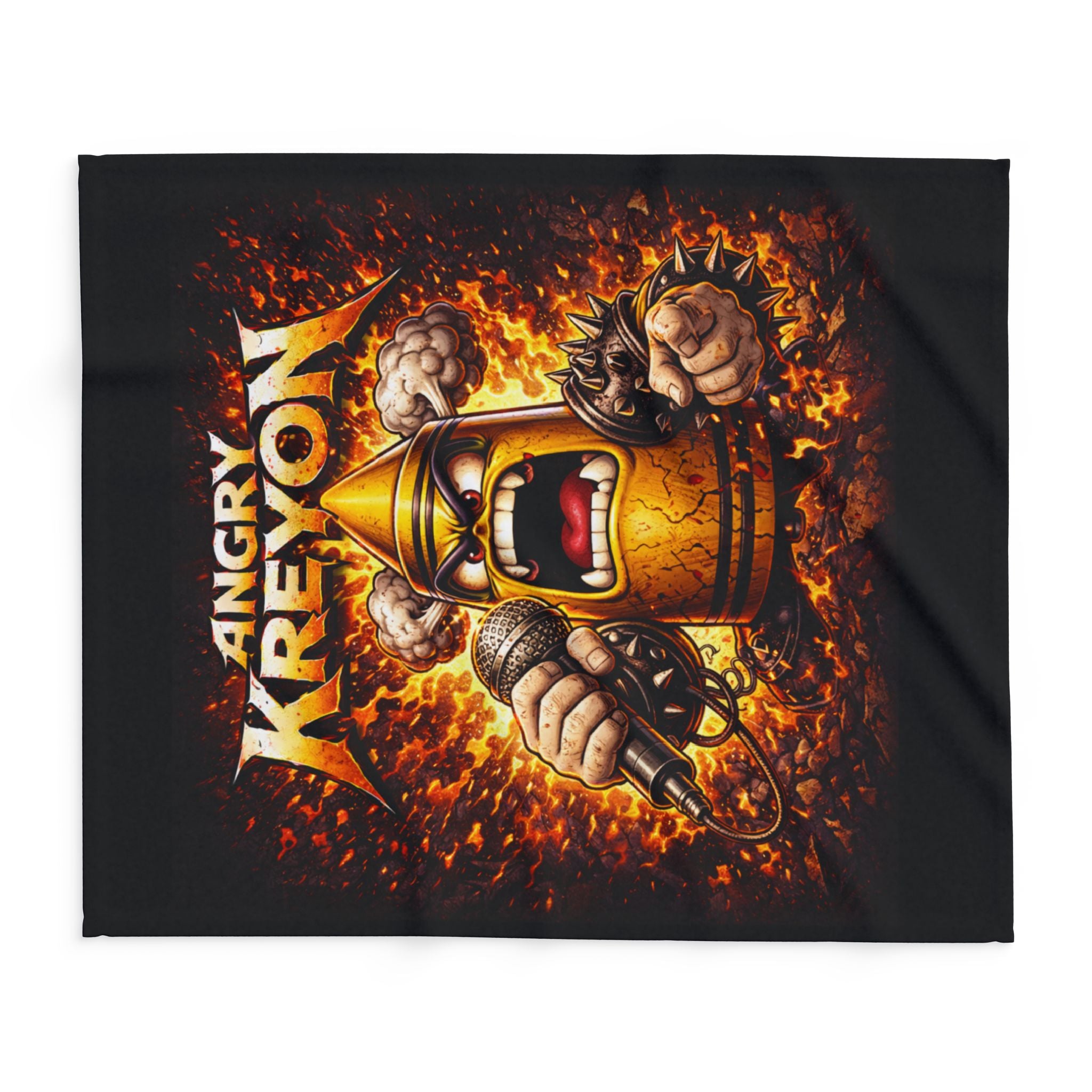 Angry Kreyon Heavy Metal Fleece Blanket — Loud Rock Band Throw