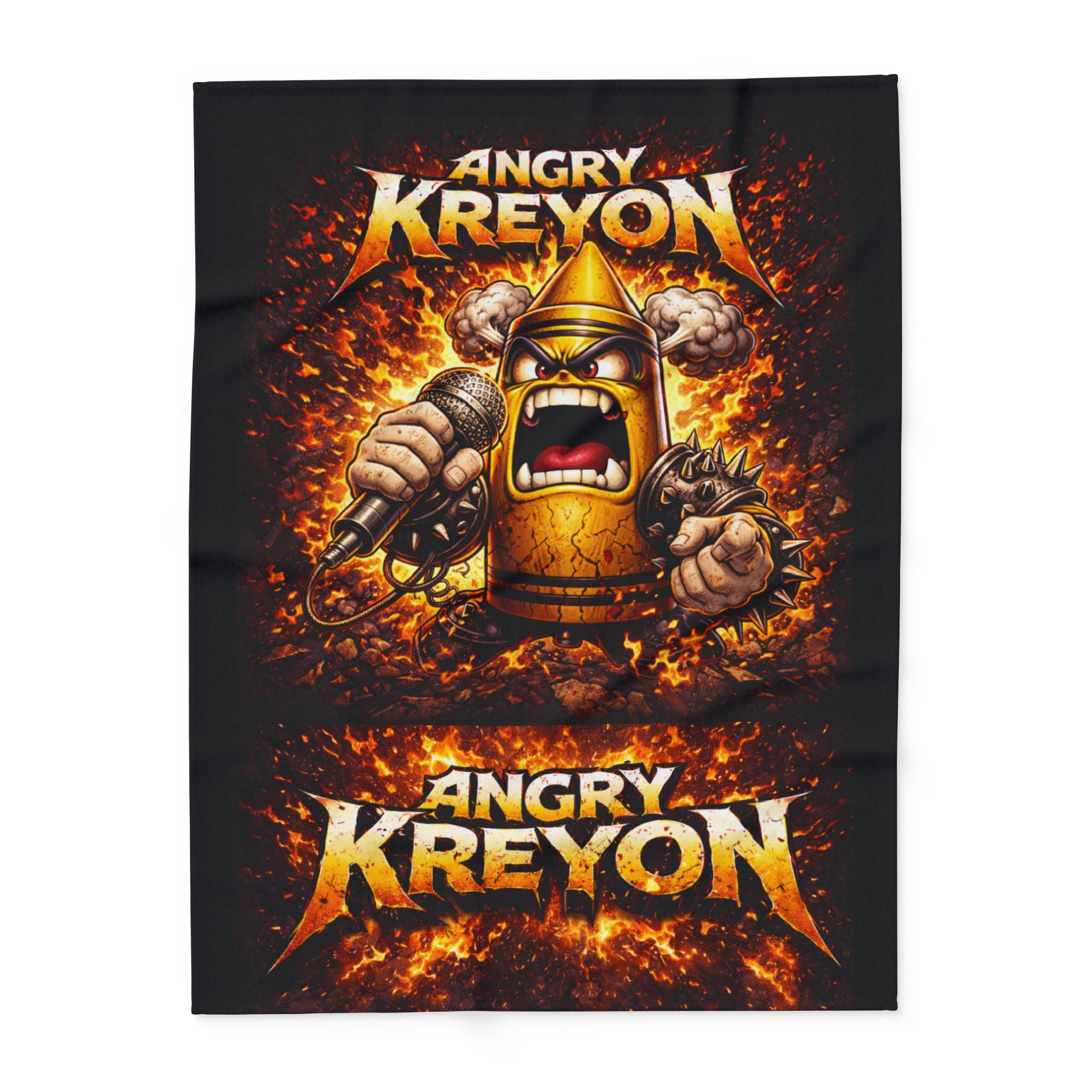 Angry Kreyon Heavy Metal Fleece Blanket — Loud Rock Band Throw