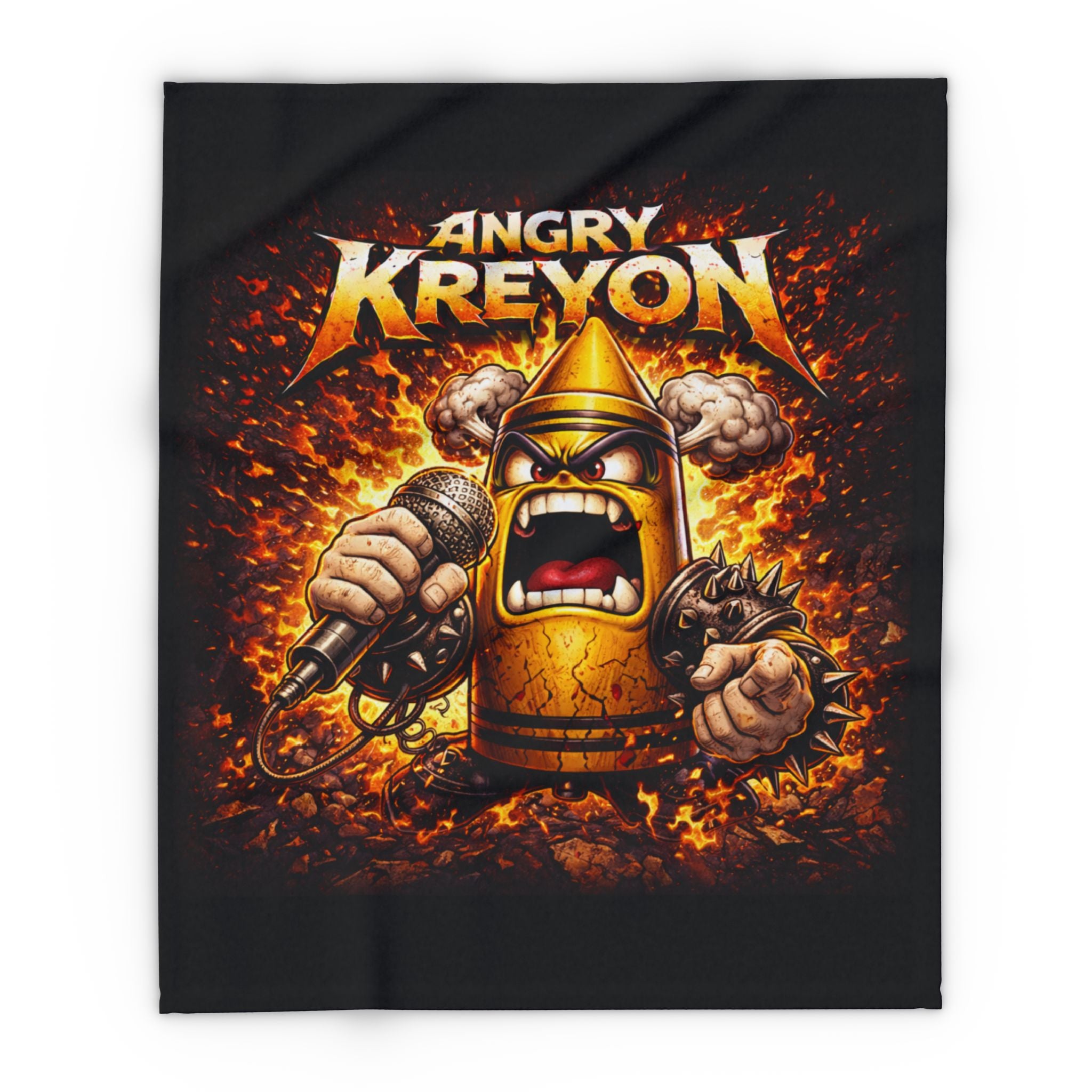 Angry Kreyon Heavy Metal Fleece Blanket — Loud Rock Band Throw