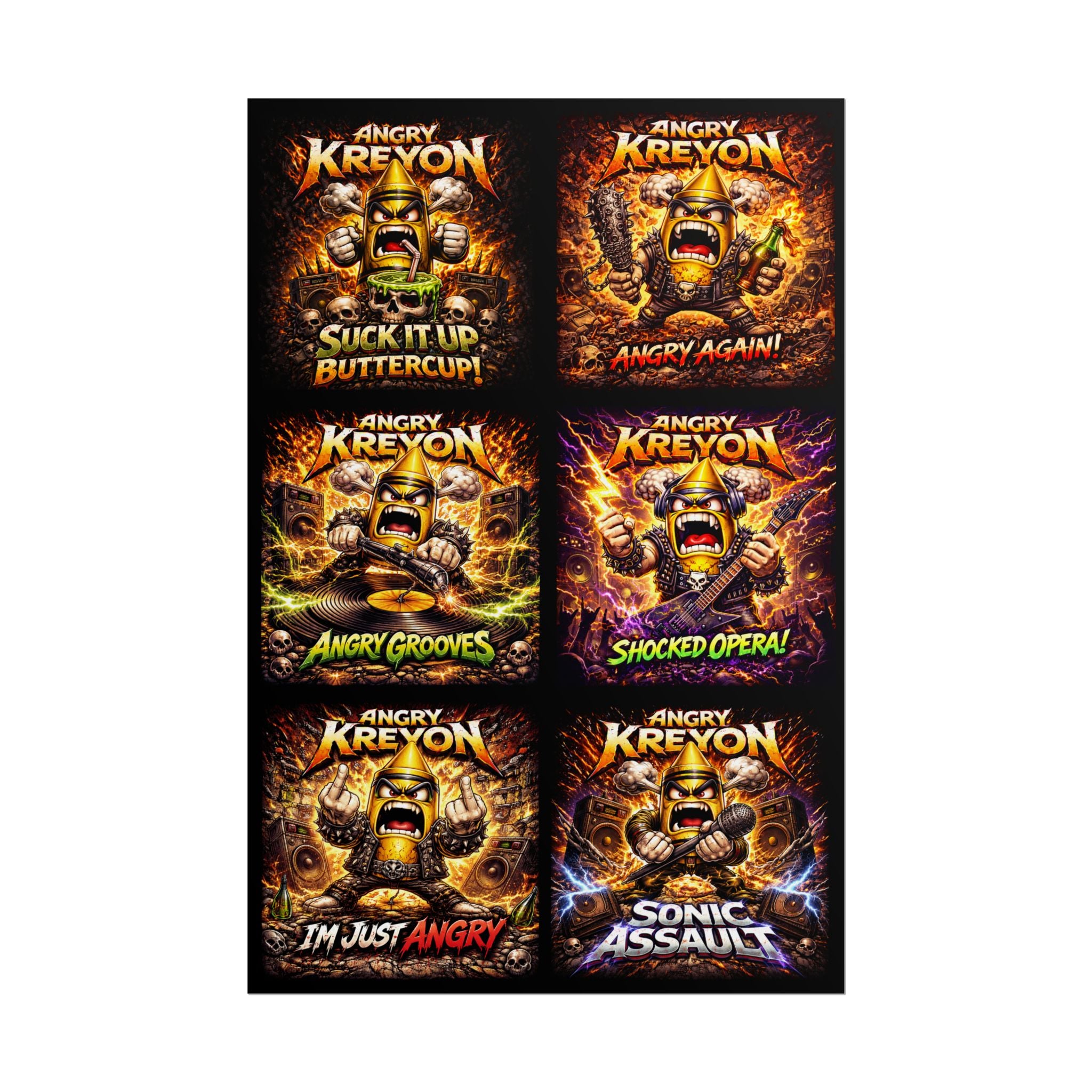 Angry Kreyon Album Cover Poster — Rolled Music Posters (6-Design Set)