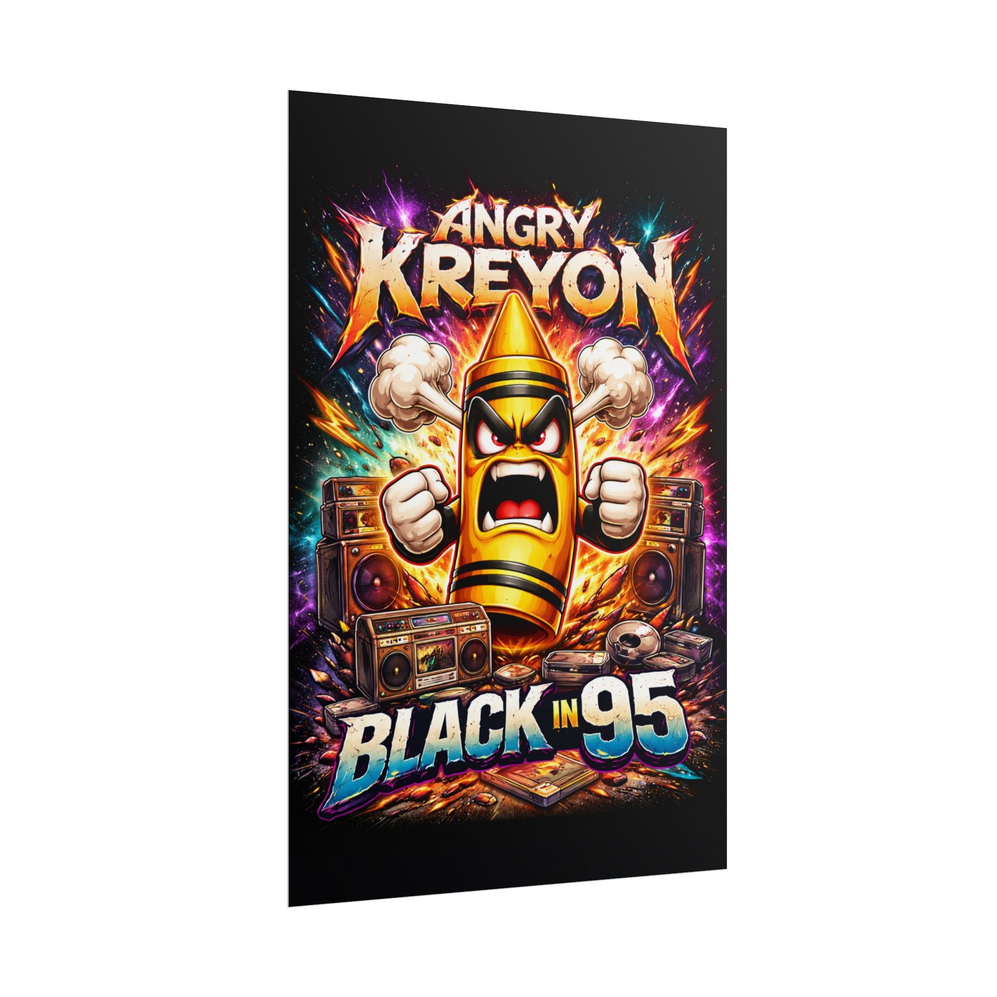 Rolled Poster — Angry Kreyon "Black in 95" Color Retro Gamer Art Print