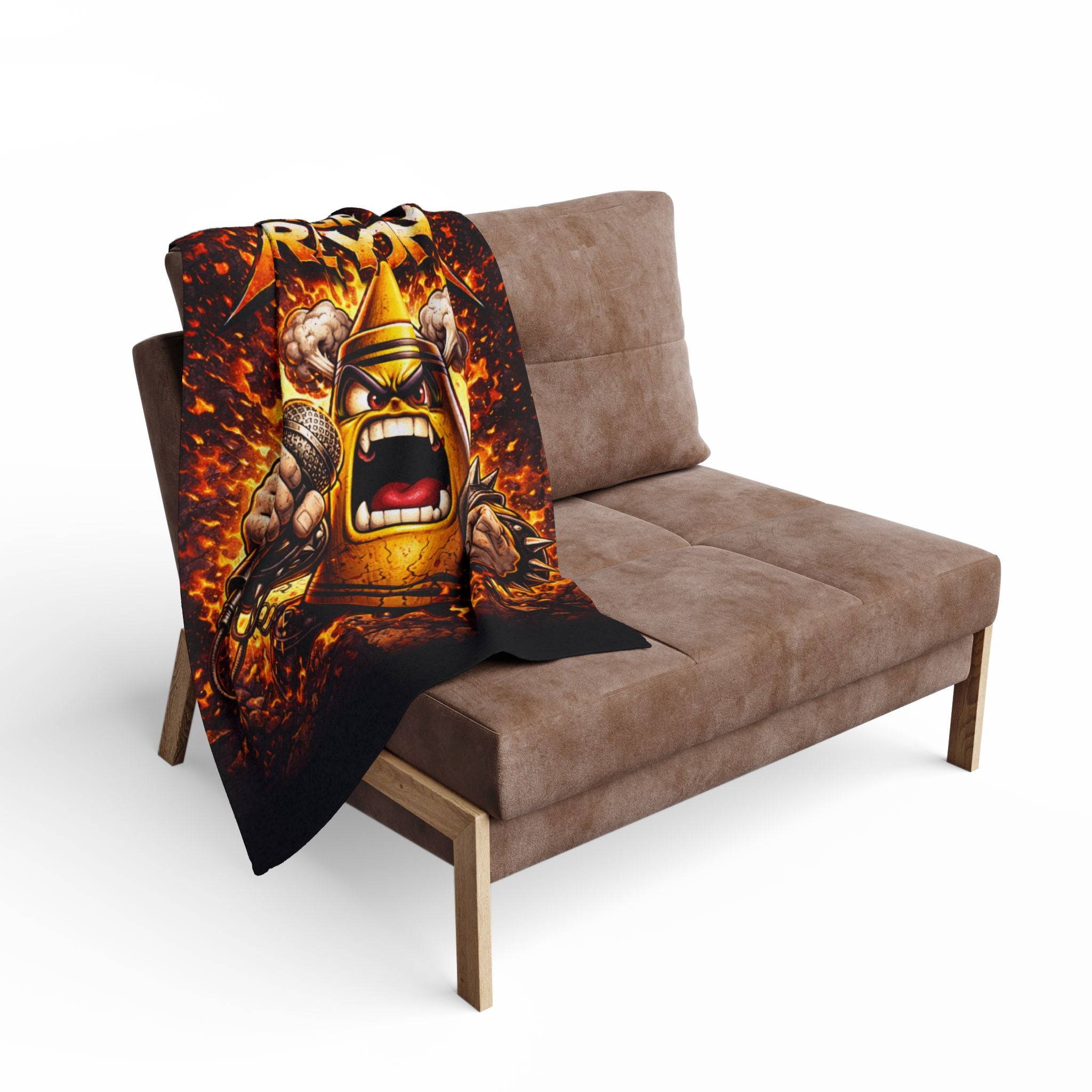 Angry Kreyon Heavy Metal Fleece Blanket — Loud Rock Band Throw