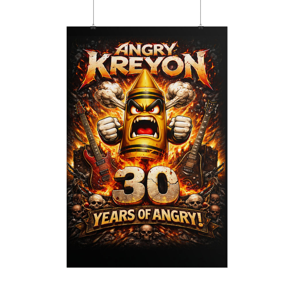 Rolled Poster - "Angry Kreyon: 30 Years of Angry" Rock Band Anniversary Art