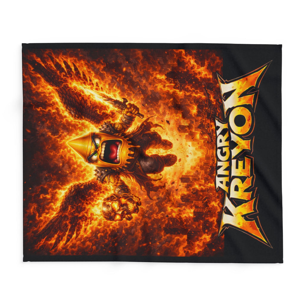 Fleece Blanket — 'Angry Kreyon' Fiery Monster Graphic Throw