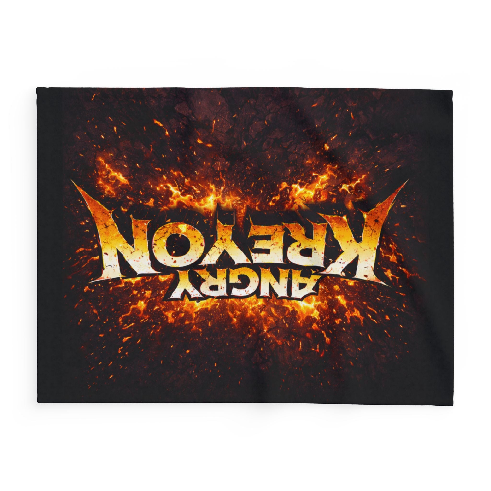 Angry Kreyon Fire Graphic Arctic Fleece Blanket — Cozy Gamer/Metal Head Throw